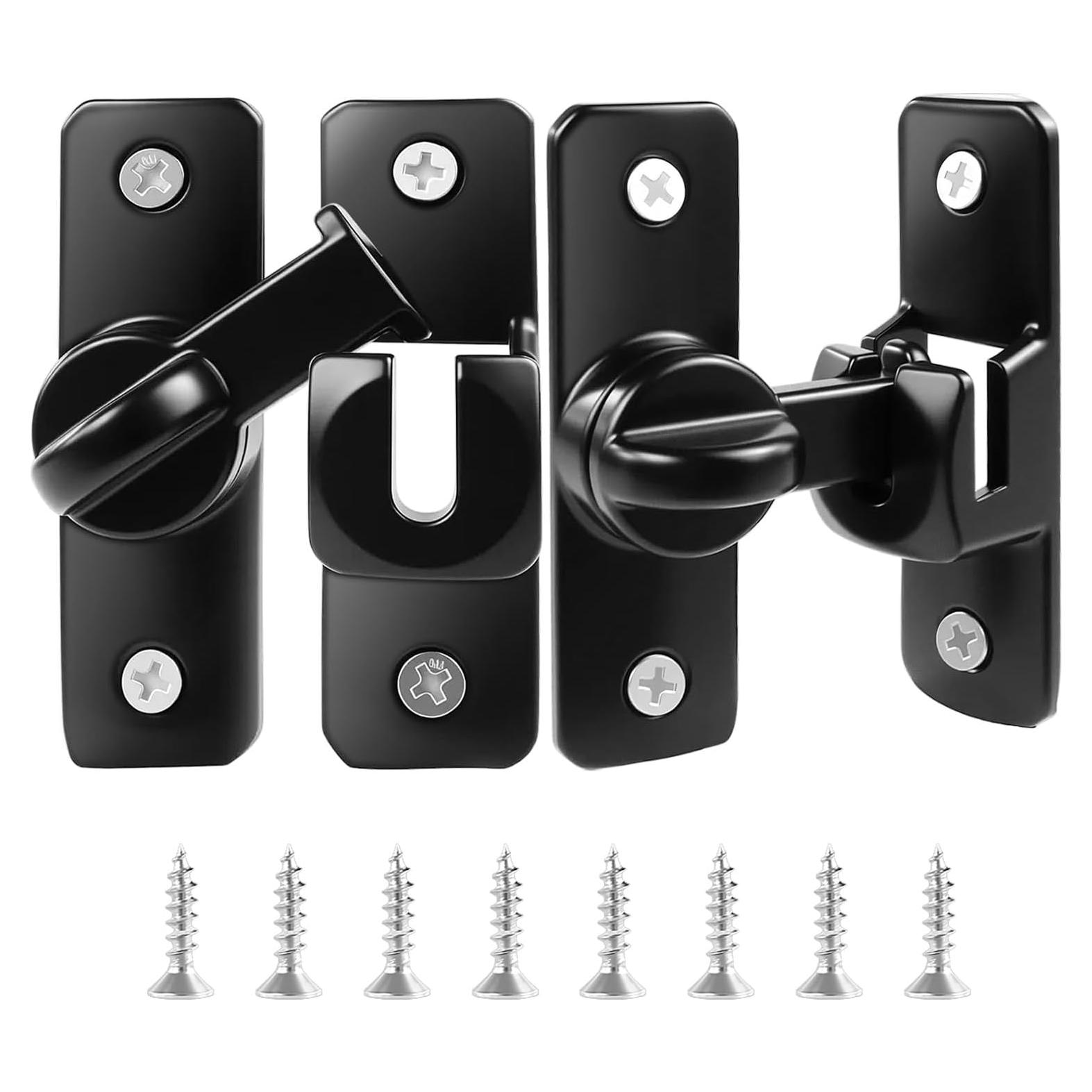 Cerradura de Puerta de Granero Quadafy 90/180° Negra 2 Pcs