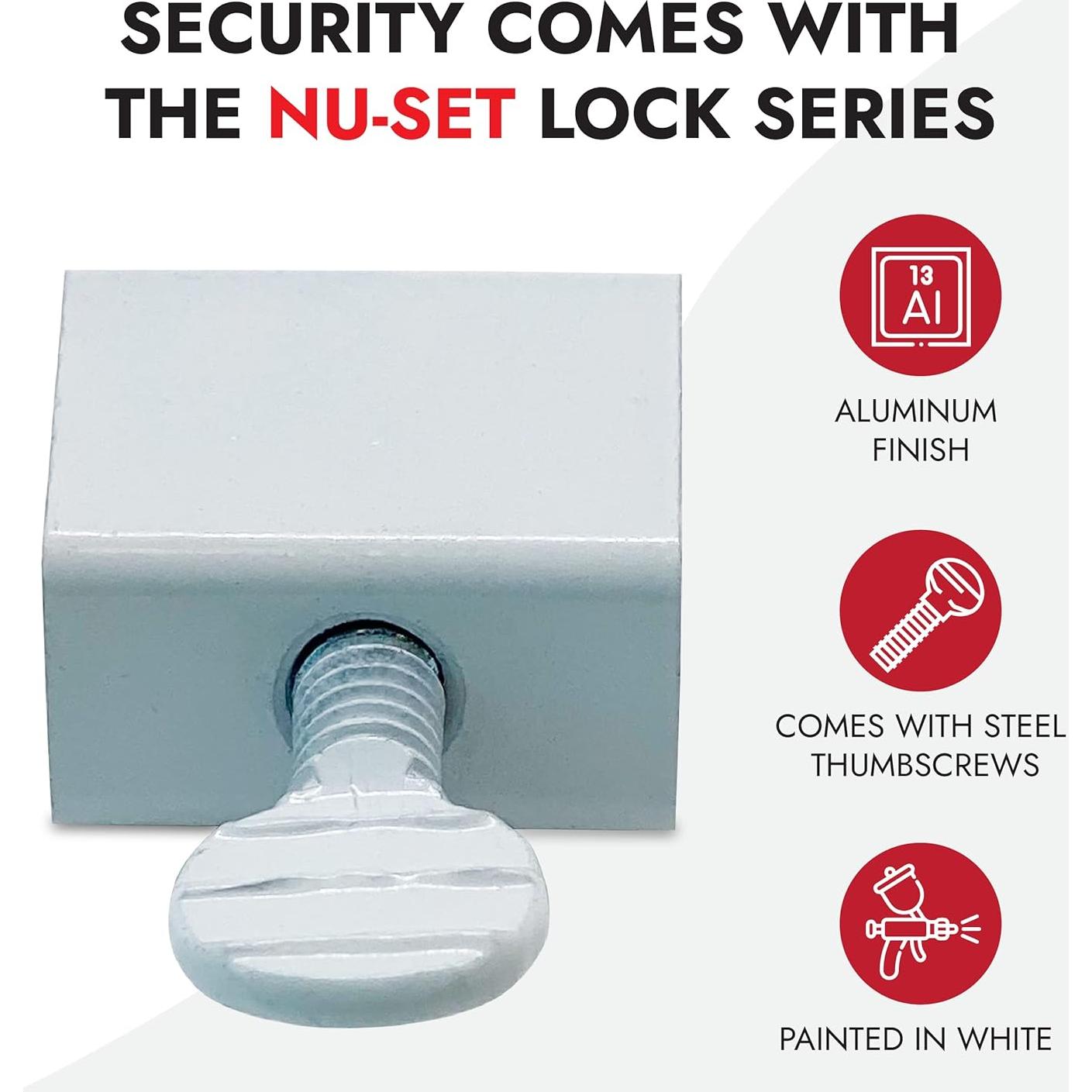 Bloqueo de Ventana Deslizante NU-SET con Tornillo de Pulgar - Paquete de 10