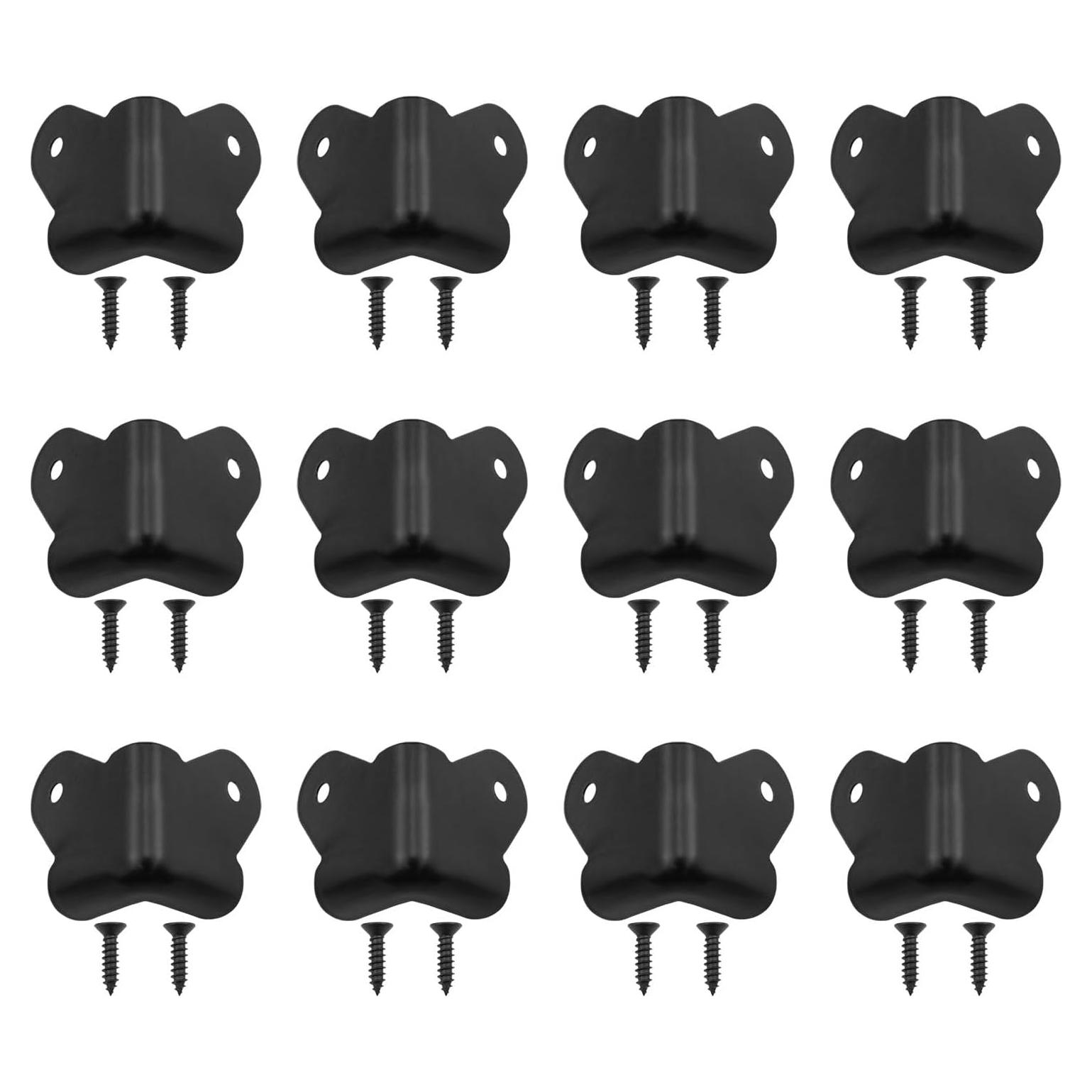 Protectores de Esquina Metálicos Negros para Muebles - 12 Pcs
