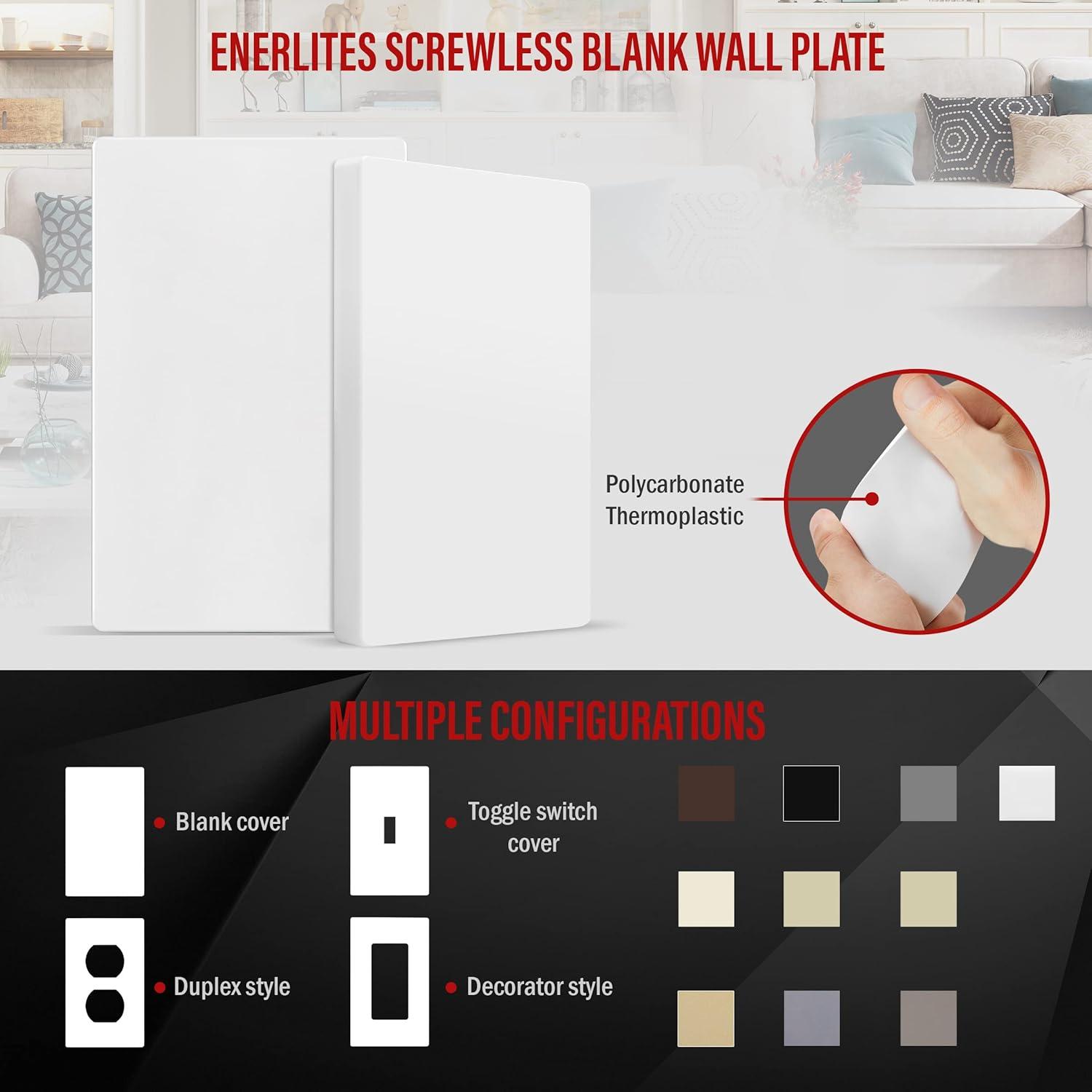 Placa de Pared Sin Tornillos ENERLITES SI8801-W Blanca 11.88x7.44cm