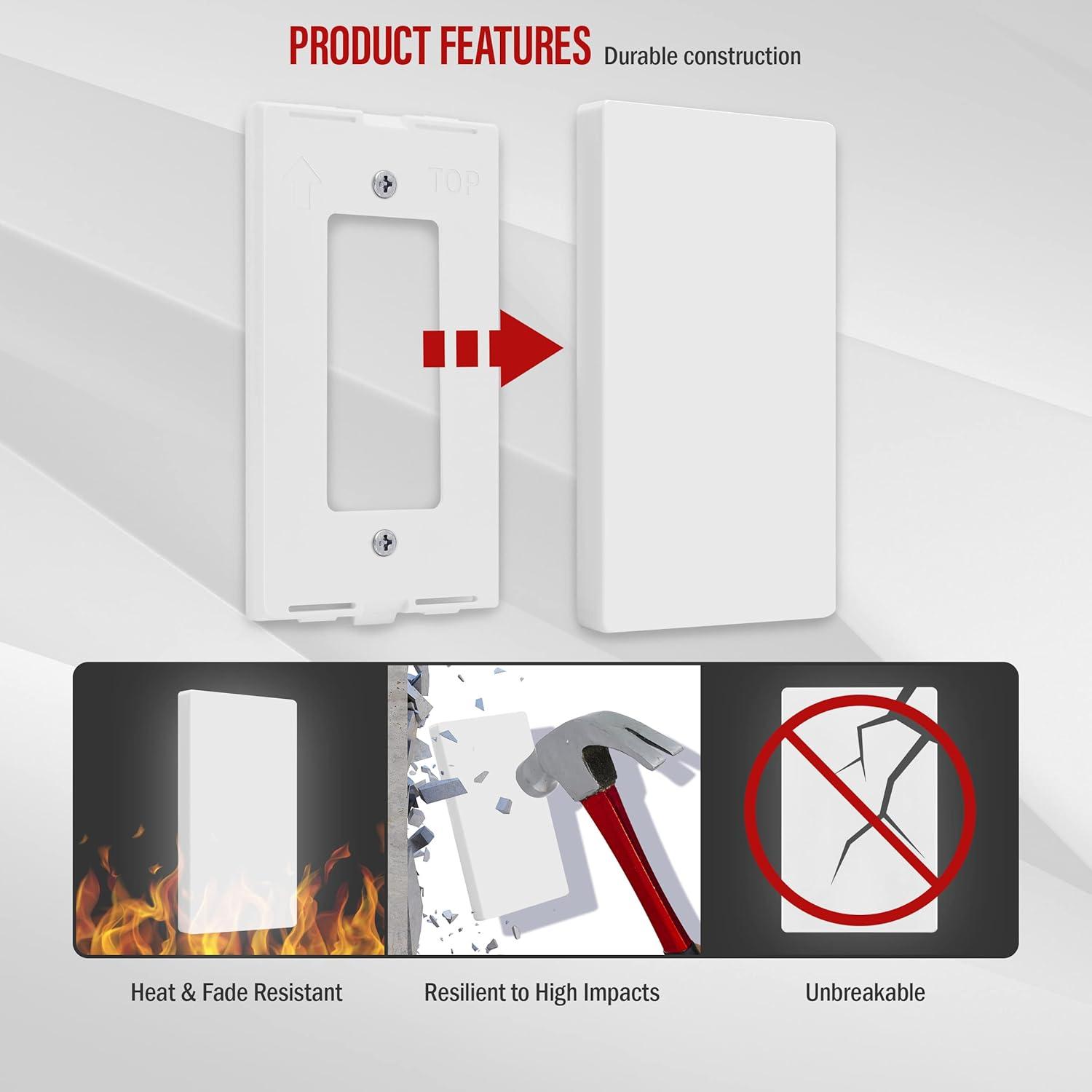 Placa de Pared Sin Tornillos ENERLITES SI8801-W Blanca 11.88x7.44cm