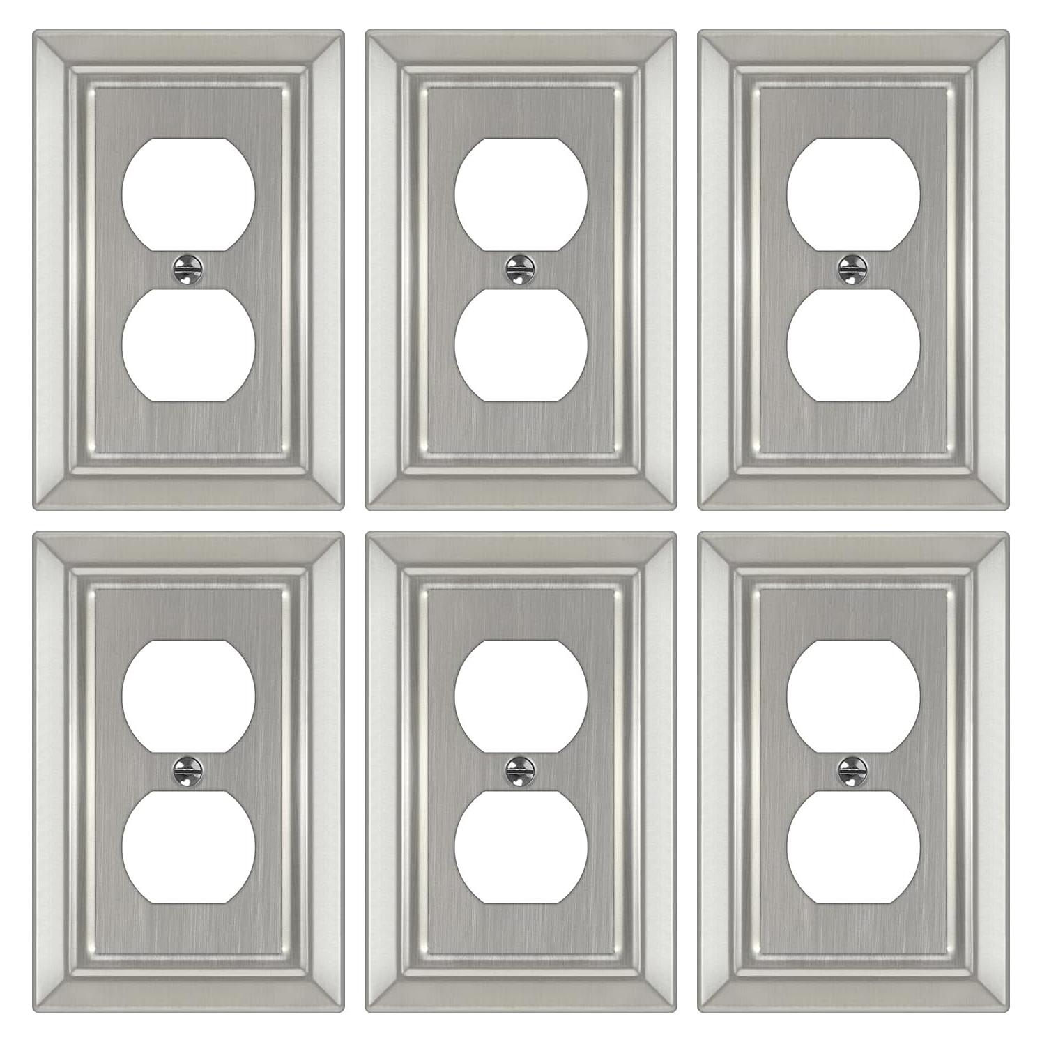 Placa de Pared Metal Dyekou Enchufe Dúplex Níquel Satinado 6 Unidades
