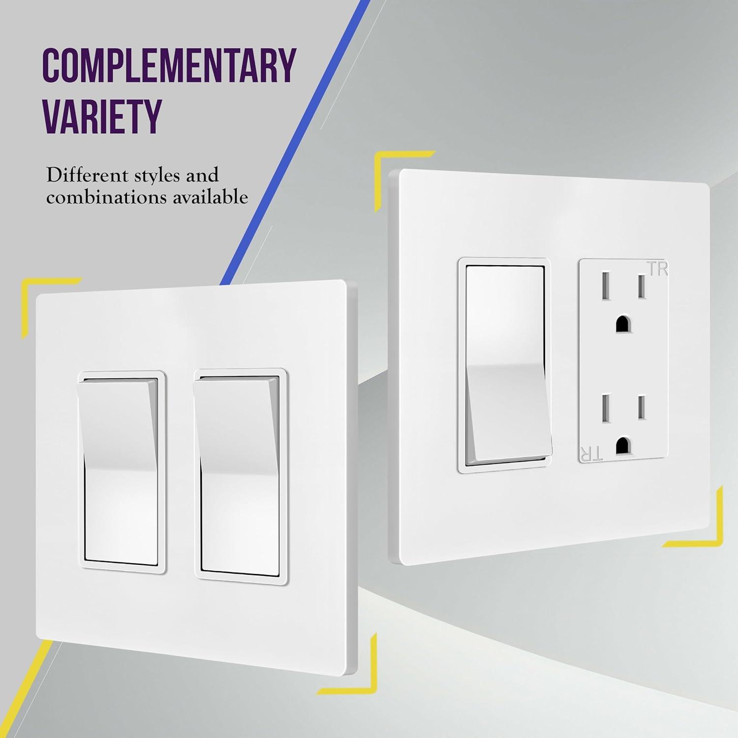 Placas de Pared Sin Tornillos Enerlites SI8832-W, 2-Gang, Blanco