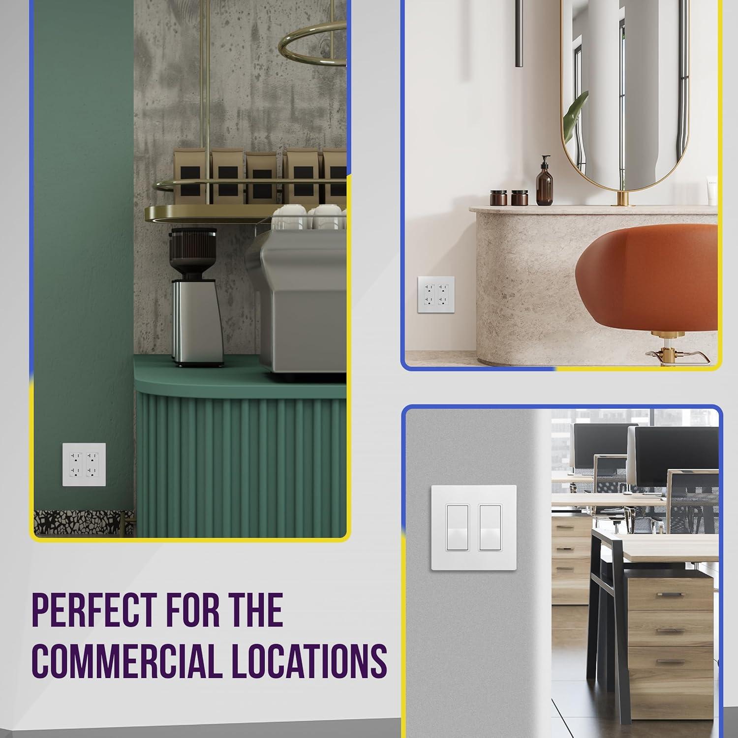 Placas de Pared Sin Tornillos Enerlites SI8832-W, 2-Gang, Blanco