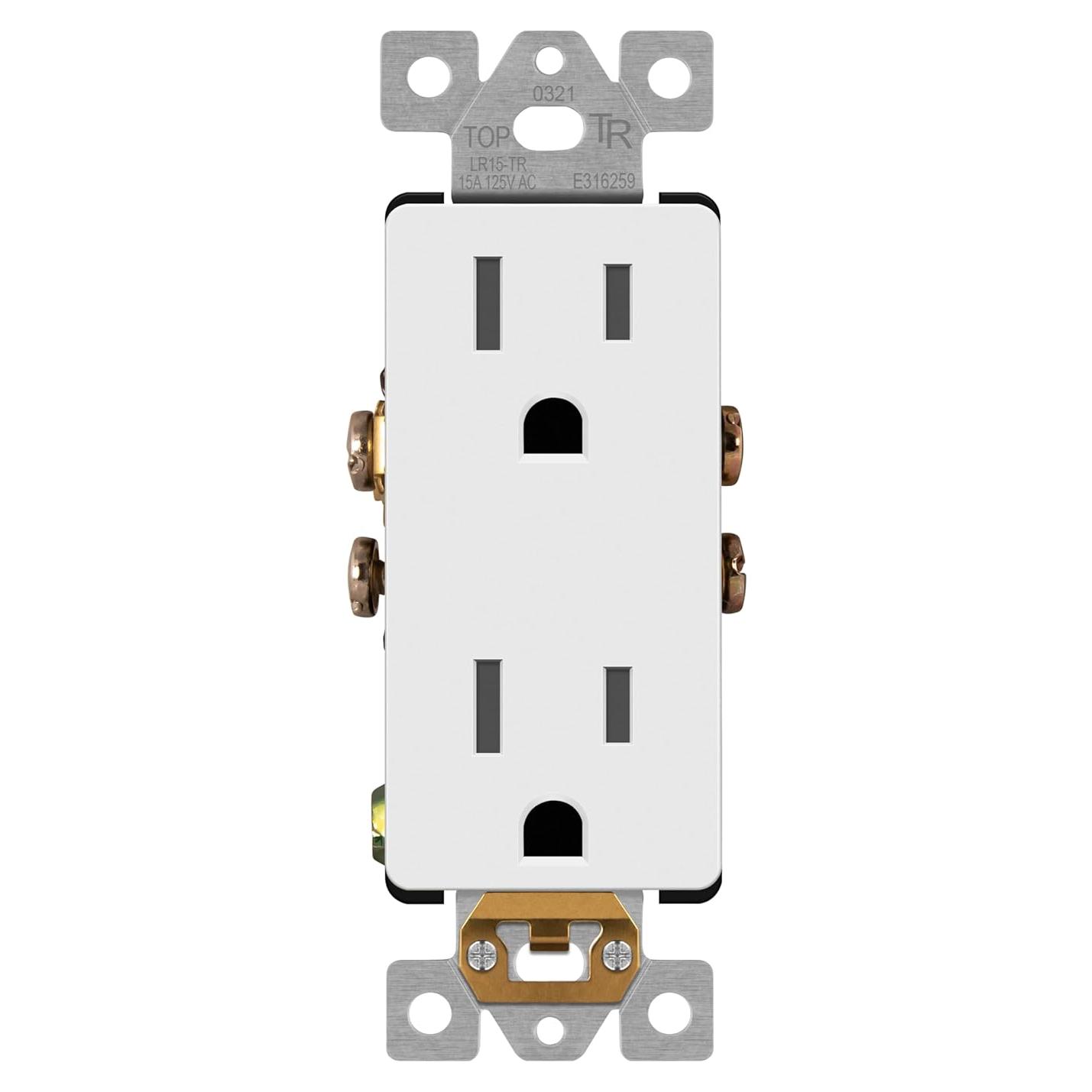 Receptáculo Decorador LIDER LR15-TR-W 15A Blanco a Prueba de Niños