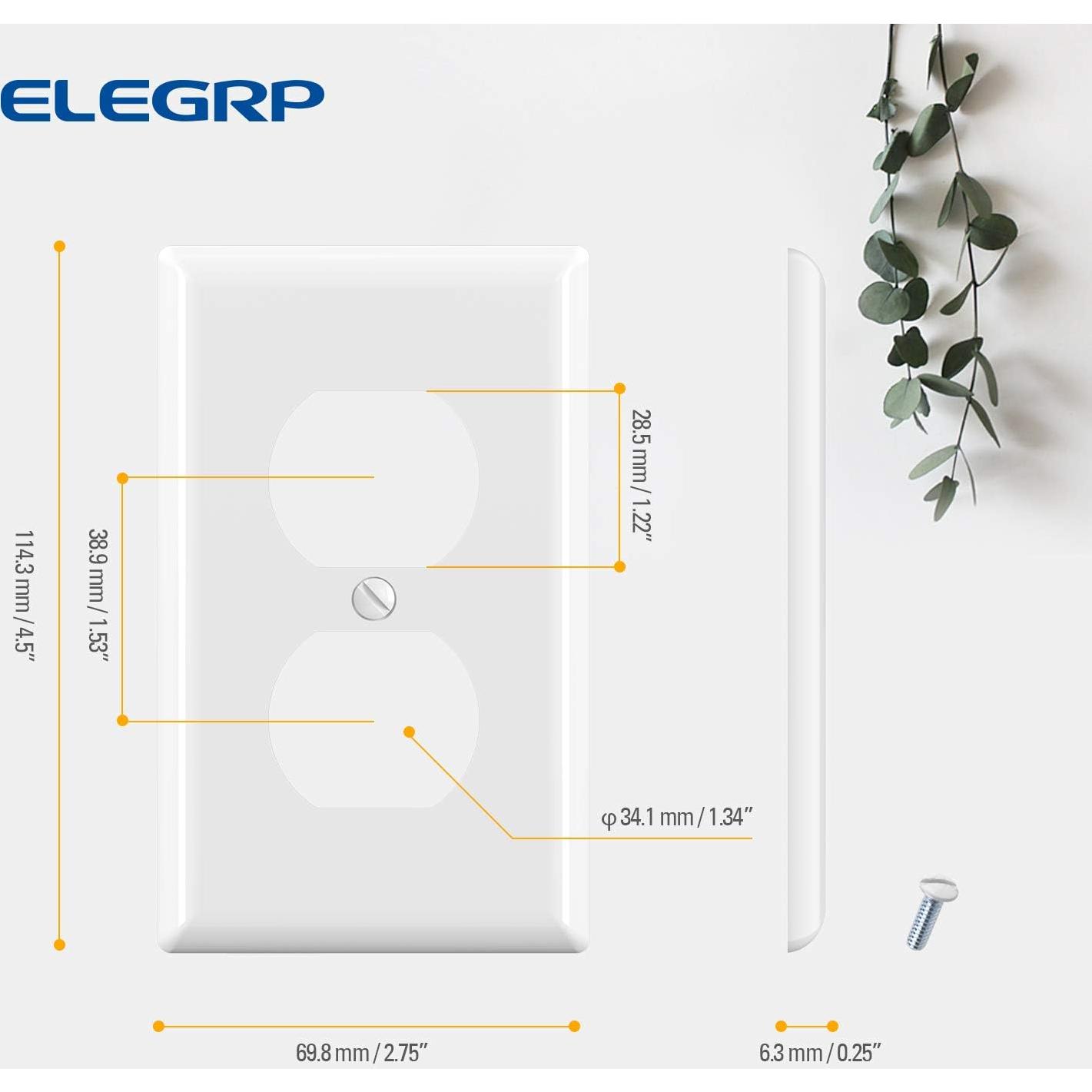 Cubiertas de Enchufe Dúplex ELEGRP 10 Paquete Policarbonato Blanco