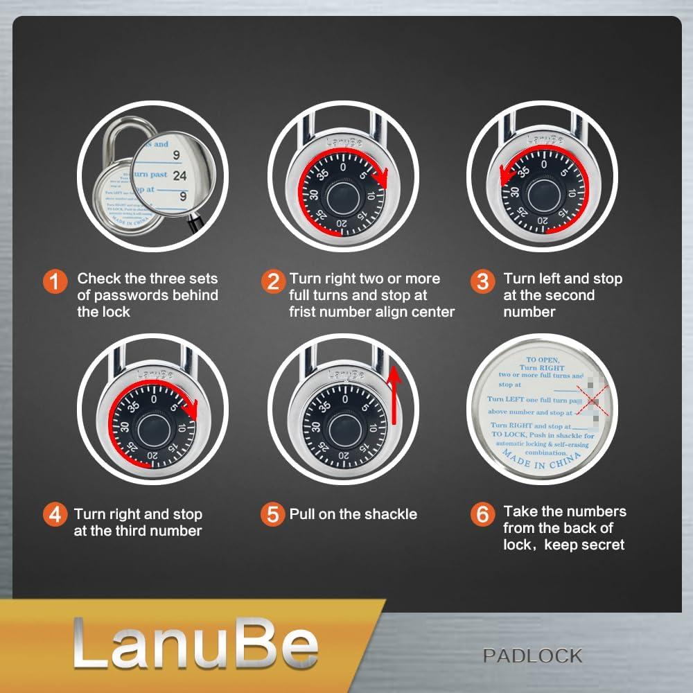 Candado de Combinación LanuBe 50 mm Negro - Paquete de 48