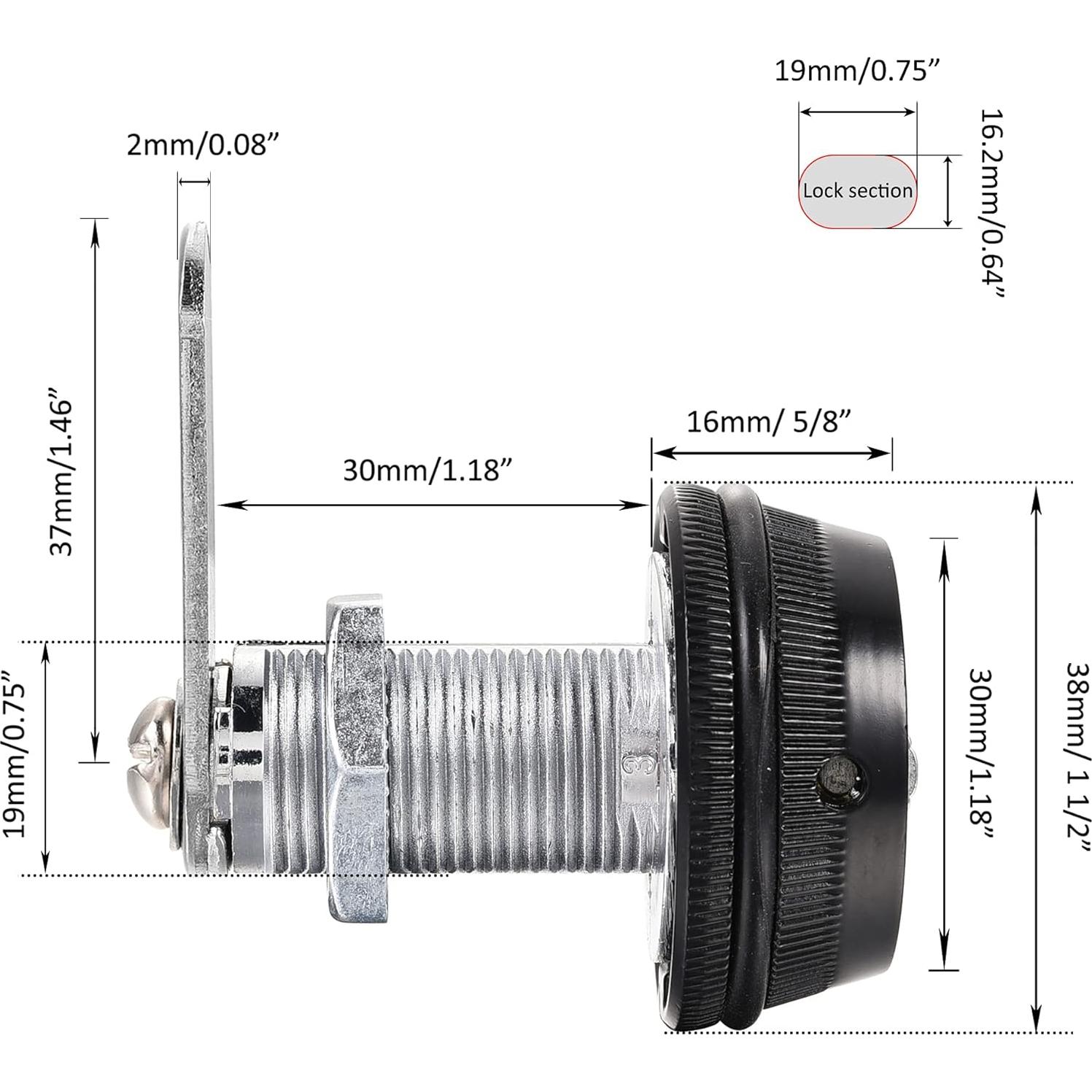 Cerradura de Combinación Kitmose para Gabinete 3 Paquete 30mm