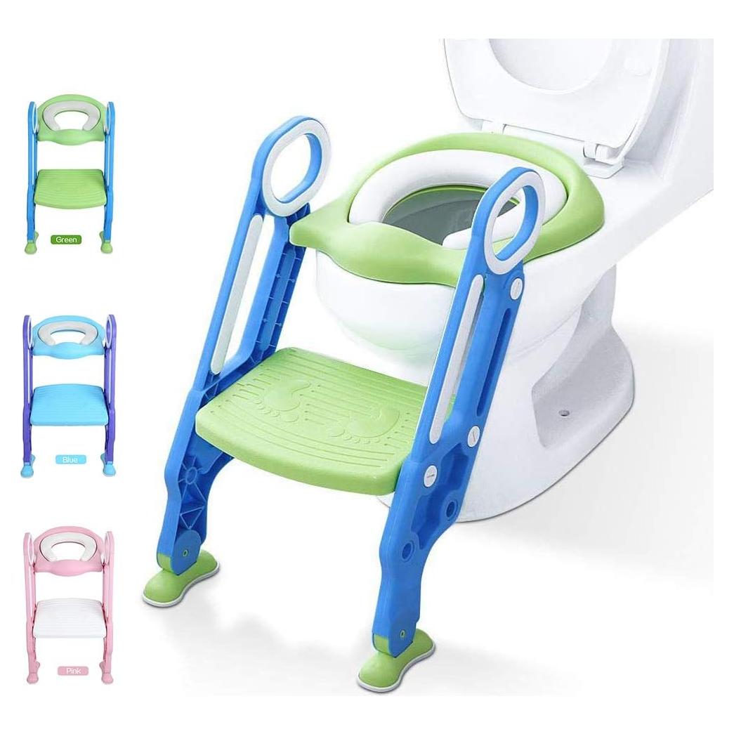 Asiento de Entrenamiento para Baño KATARUS Ajustable Verde-Azul