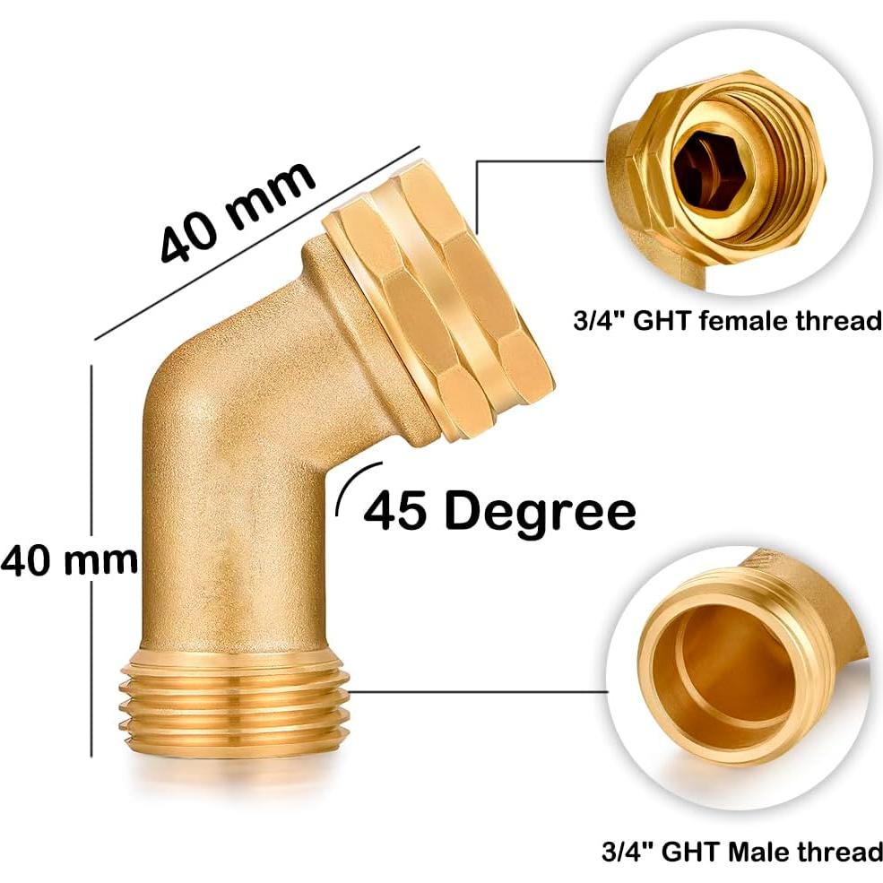 Conector de Manguera de Jardín SIGURANTA 45° Latón 3/4"