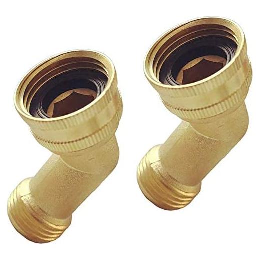 Conector de manguera de jardín de latón 2 piezas 45 grados