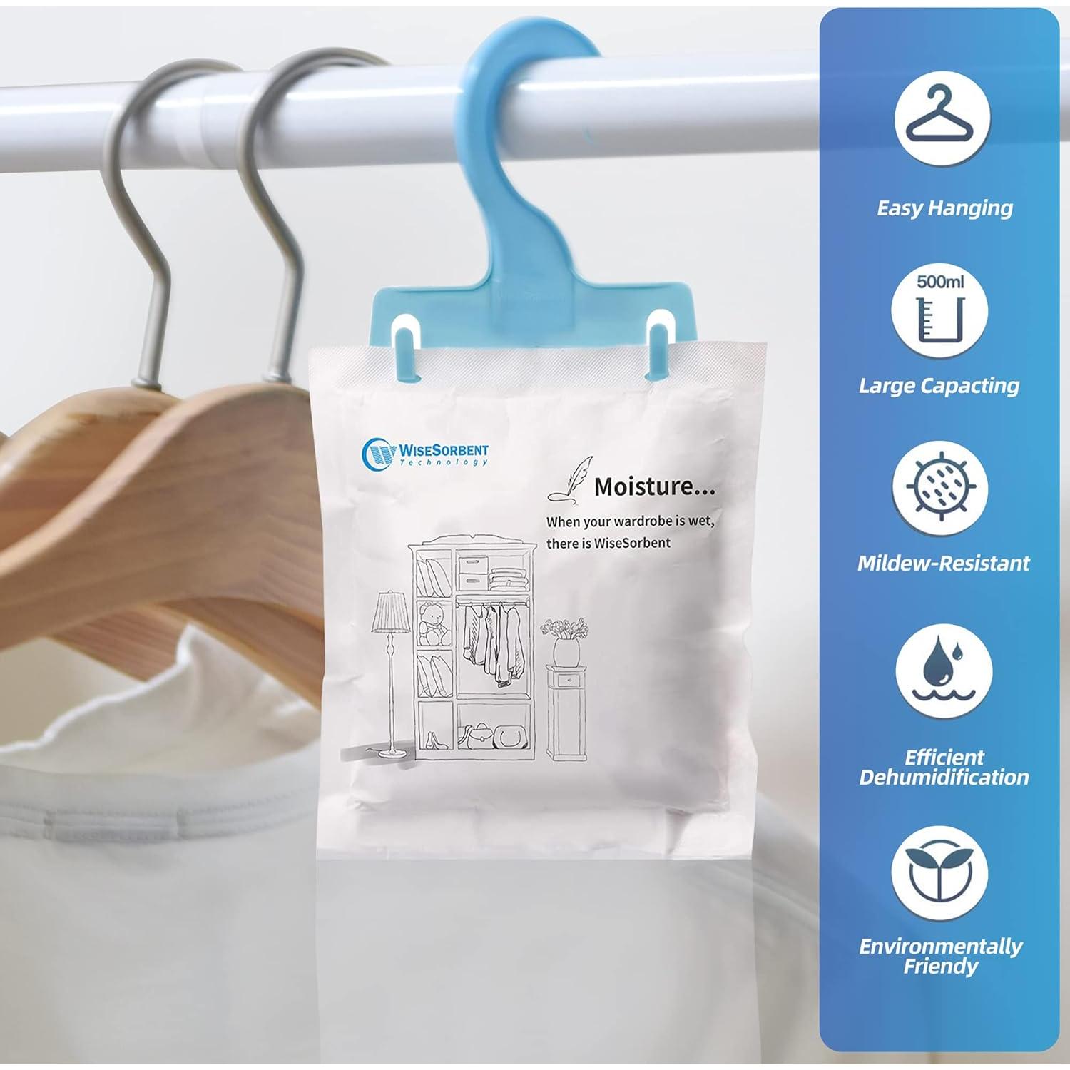 Paquete de 4 Bolsas Absorbentes de Humedad Wisesorb 500ml