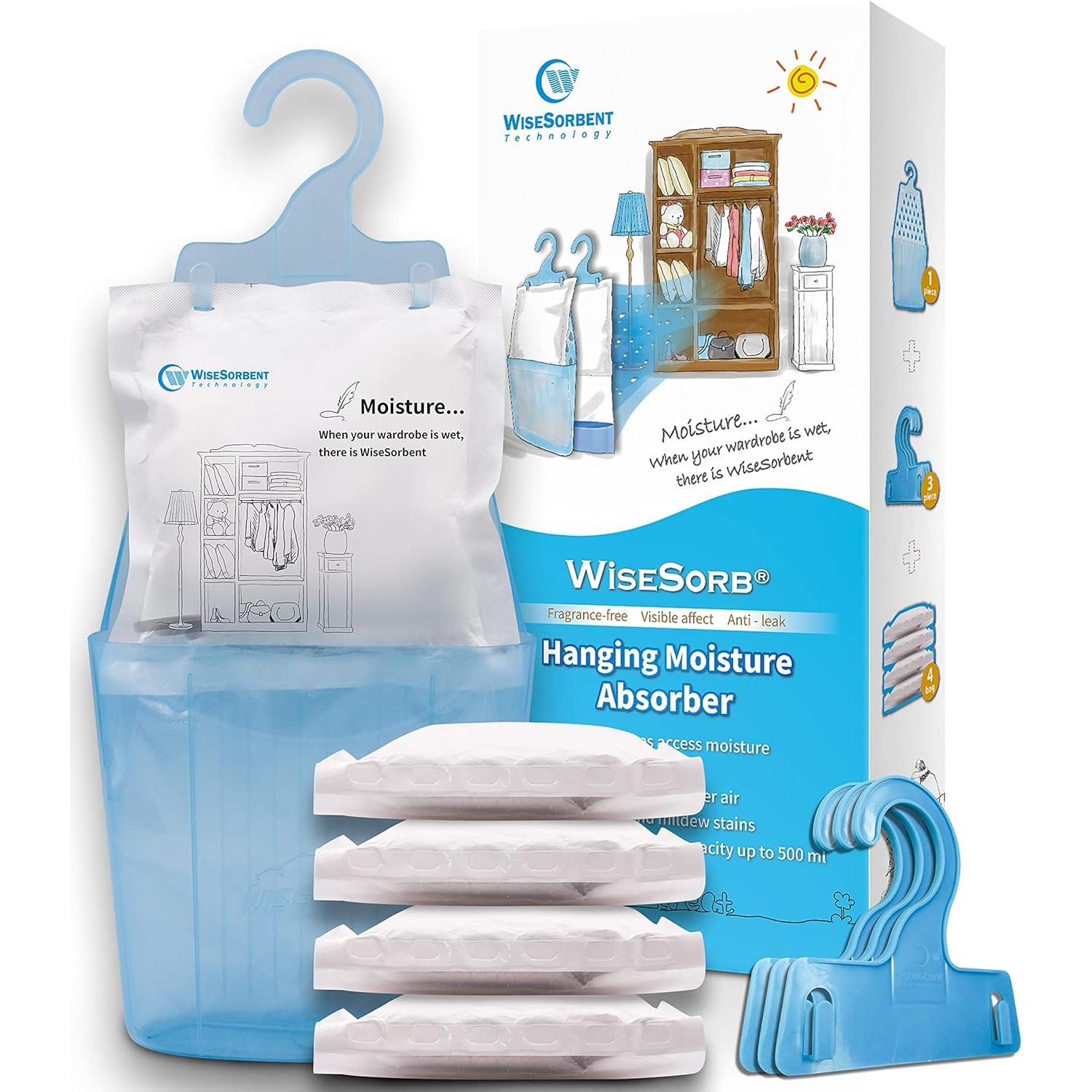 Paquete de 4 Bolsas Absorbentes de Humedad Wisesorb 500ml