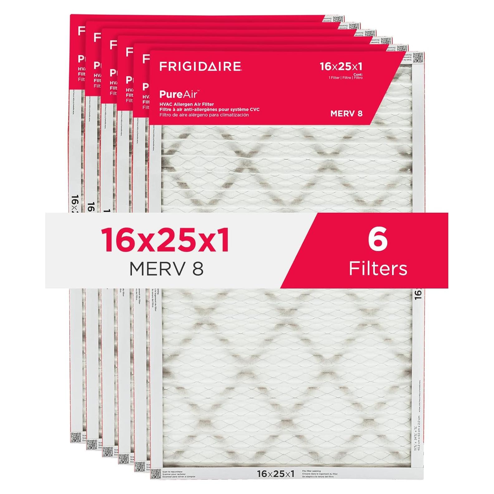Filtro Electroestático Plisado Frigidaire 16x25x1 MERV 8 - Paquete de 6