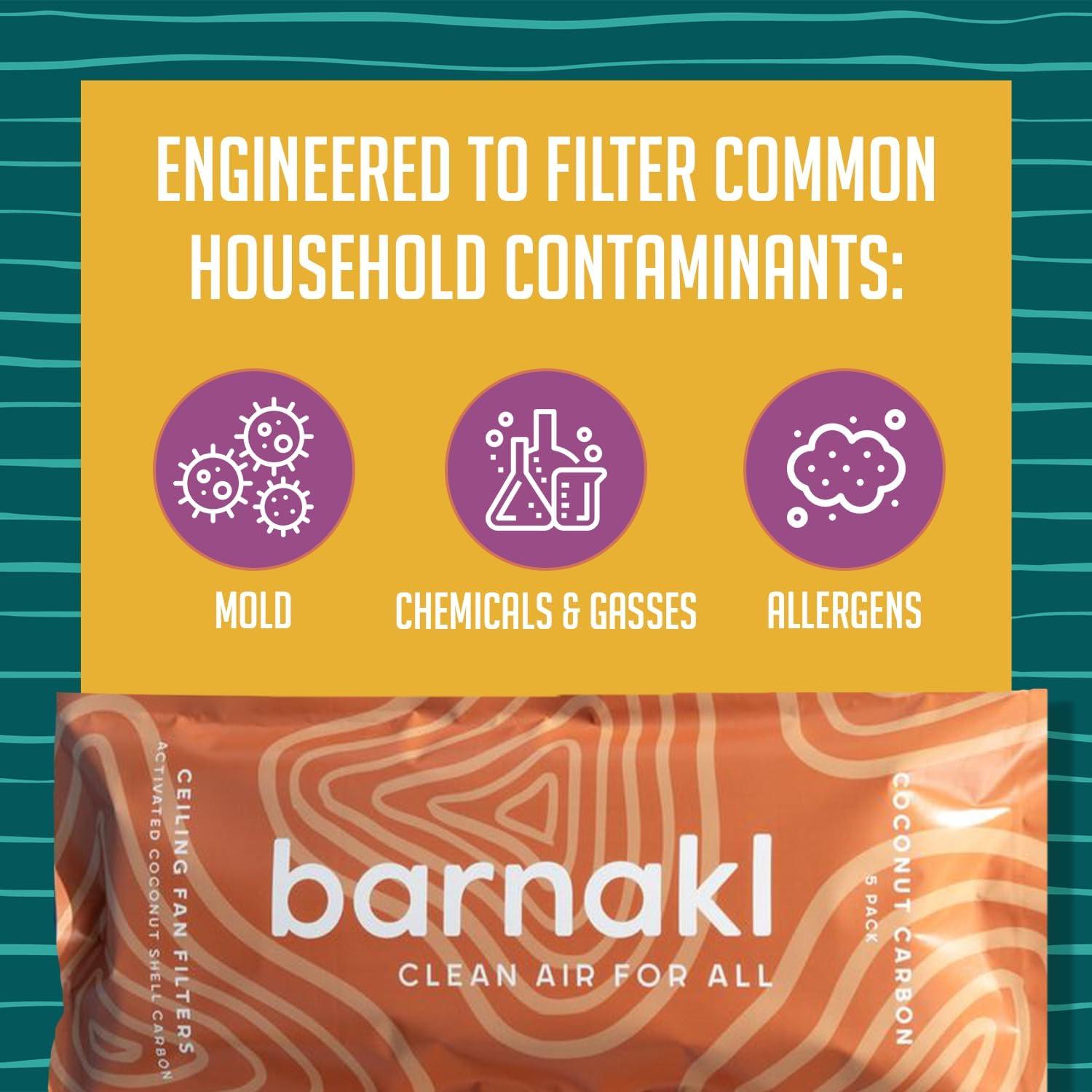 Filtros de Ventilador de Techo barnakl - Carbón Activado, Paquete de 5