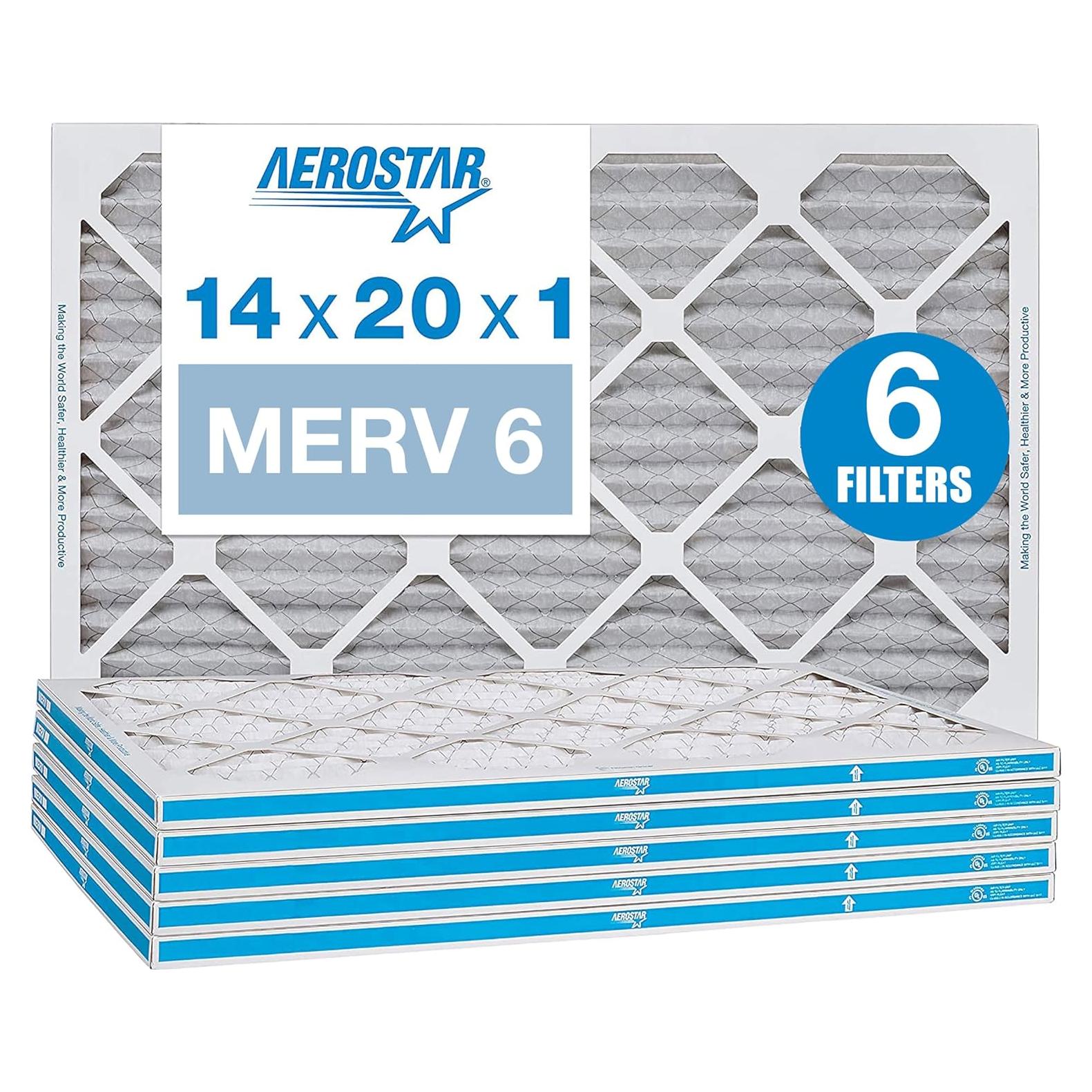 Filtro de Aire Plisado Aerostar MERV 6 14x20x1 Paquete de 6