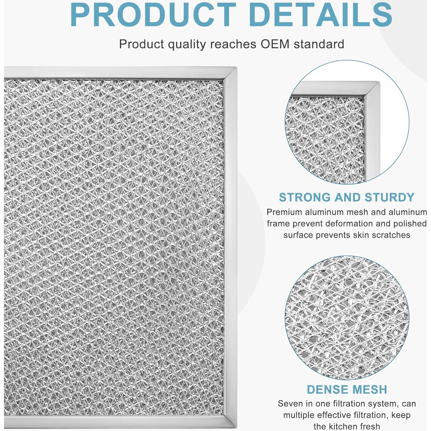 Paquete de 2 filtros de campana AMI PARTS 97006931 aluminio 26.67x22.23cm