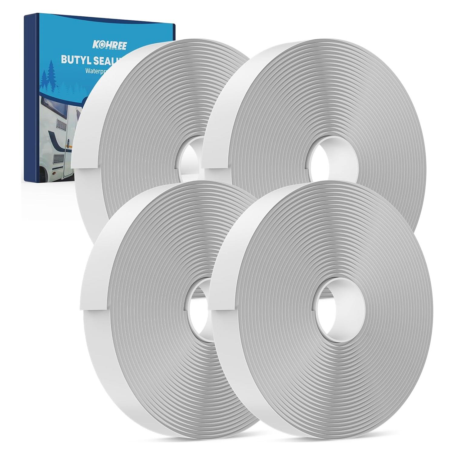 Cinta Butílica Kohree Blanca 4 Paquete 0.32cm x 1.9cm x 9.14m