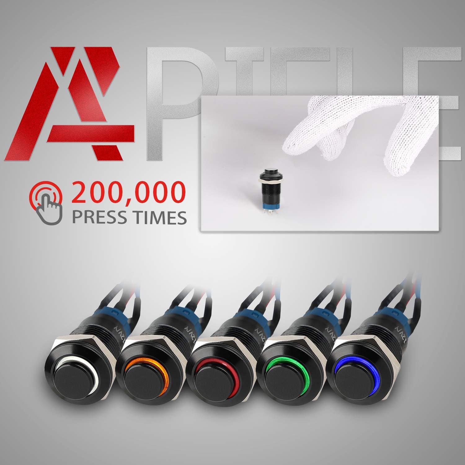 Interruptor Pulsador 12mm APIELE con Bloqueo y Luz LED - Paquete de 2