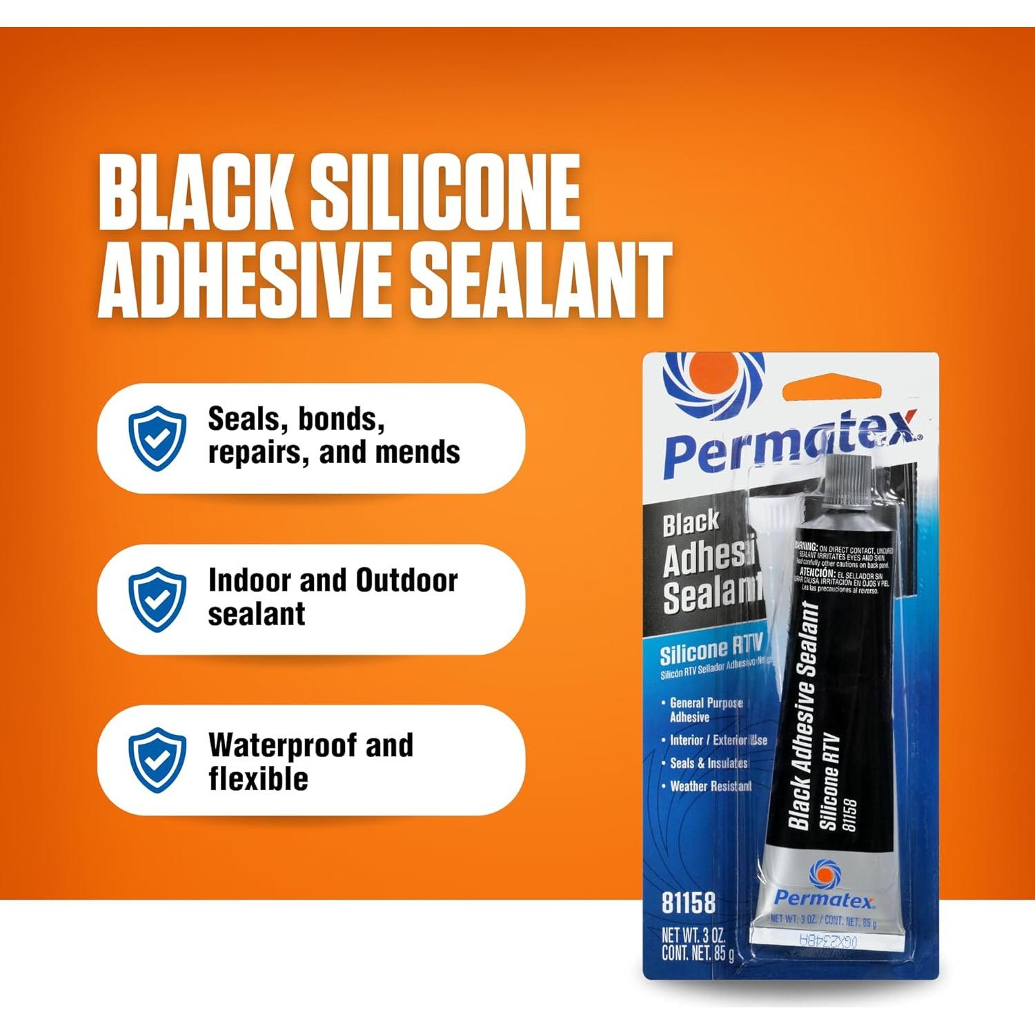 Sellador Adhesivo de Silicona Negra Permatex 85 g - RTV Multifuncional