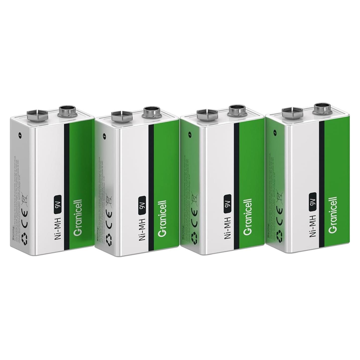 Paquete de 4 Baterías Recargables 9V NiMH 2000mWh ZHUHAI