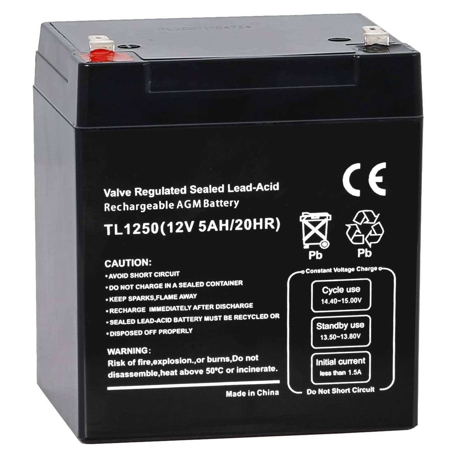 Batería de Alarma WEIZE 12V 5AH SLA Reemplazo para Scooters