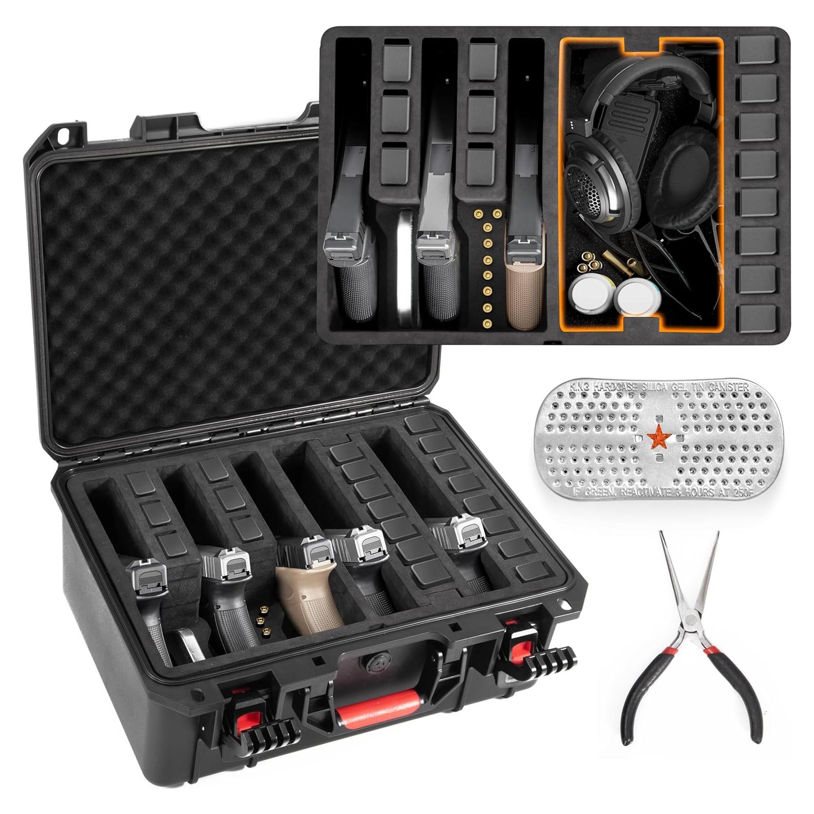 Estuche Duro Kinghardcase para 5 Pistolas y 21 Revistas