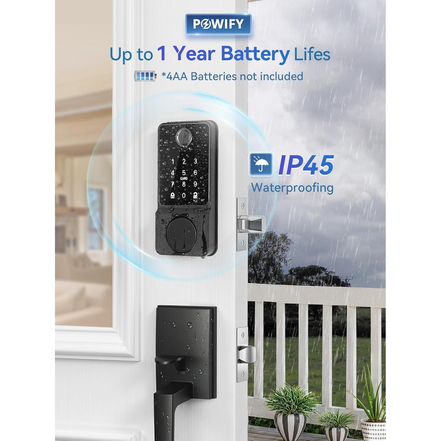 Cerradura inteligente POWIFY con APP y teclado, negra
