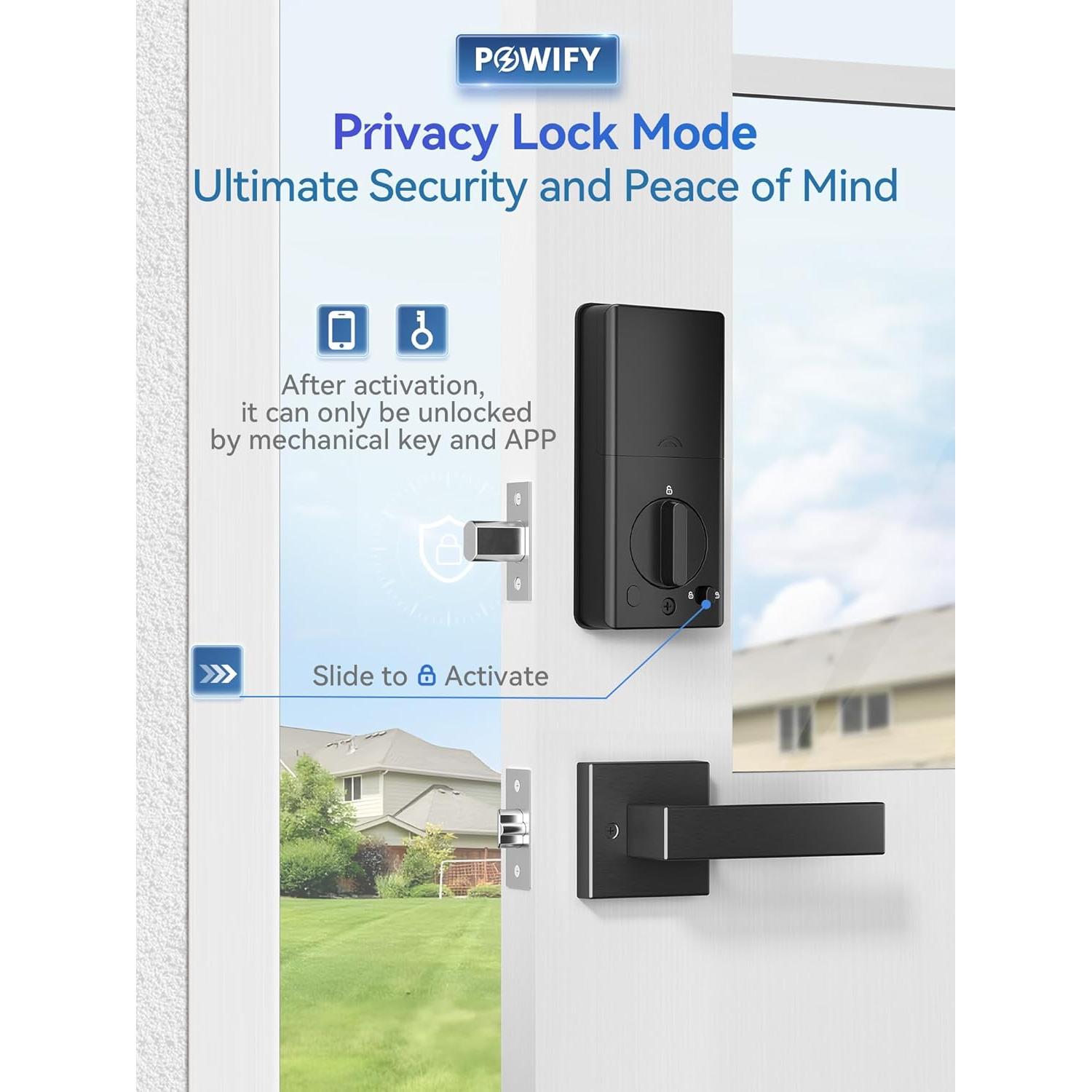 Cerradura inteligente POWIFY con APP y teclado, negra