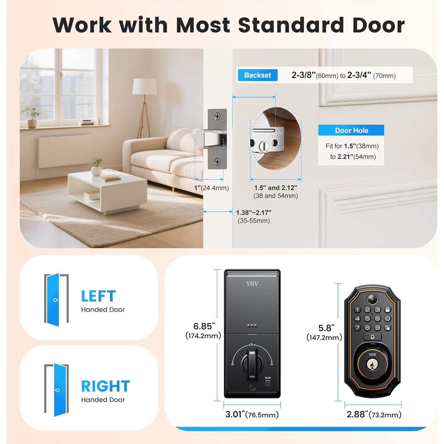 Cerradura Inteligente YHV CA00 Biométrica con Wi-Fi y Teclado