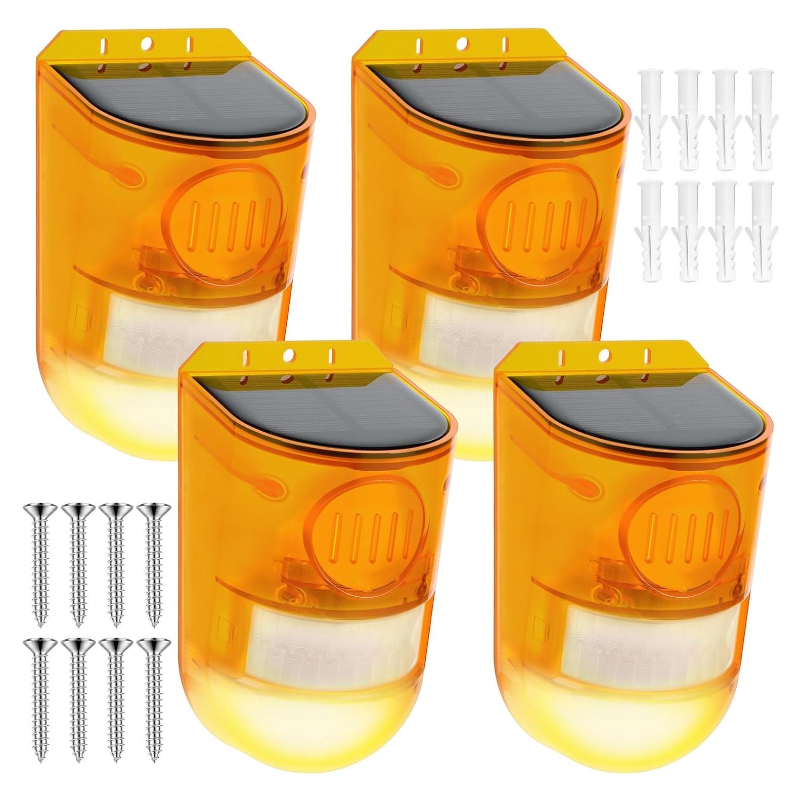 Qualirey 4 Alarmas de Sensor de Movimiento Solar con Luz Roja