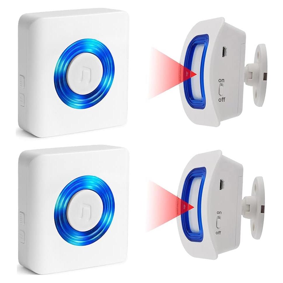 Alarmas de Movimiento Inalámbricas EverNary - 2 Receptores + 2 Sensores