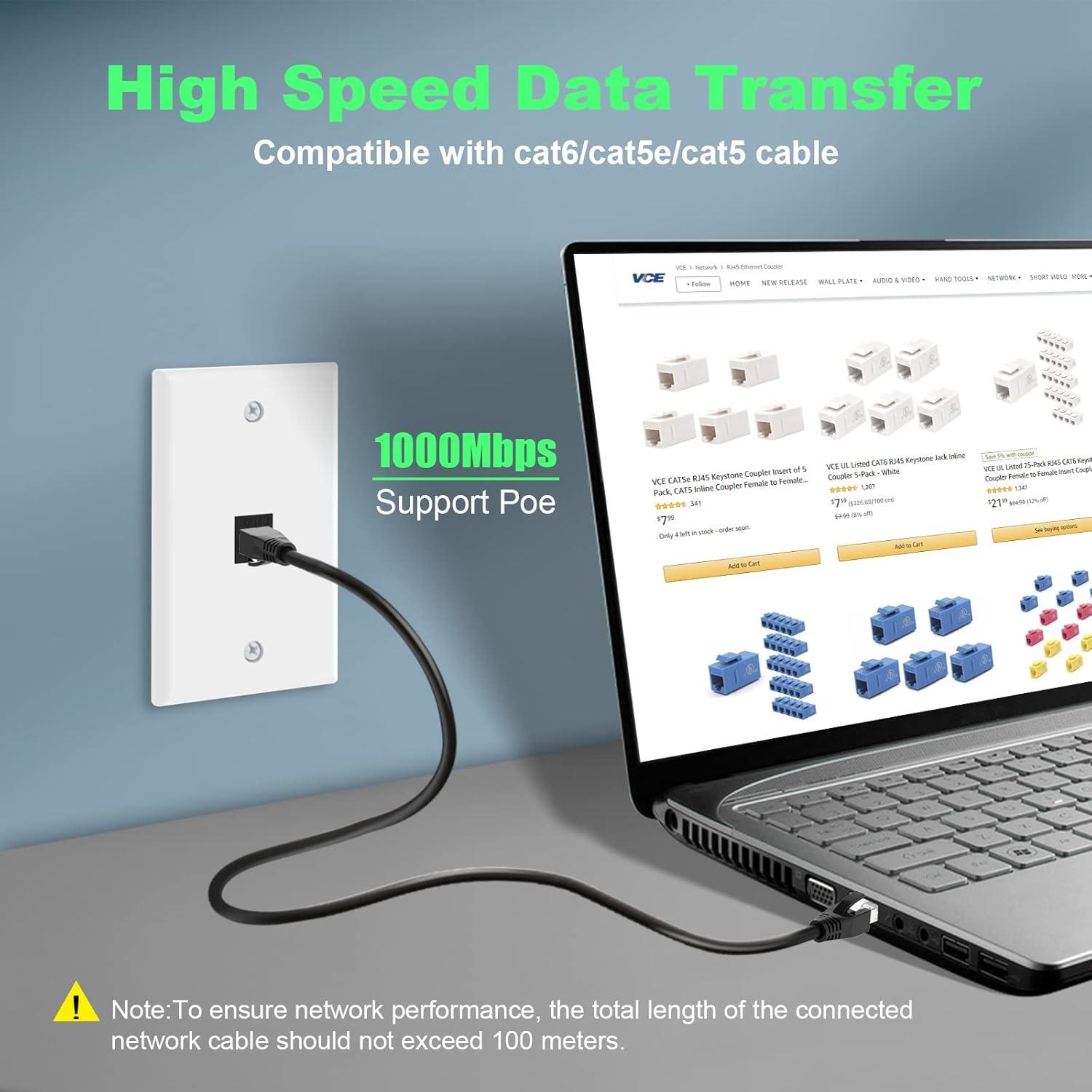 Acoplador Ethernet RJ45 Keystone VCE CAT6 Hembra a Hembra 5-Pack