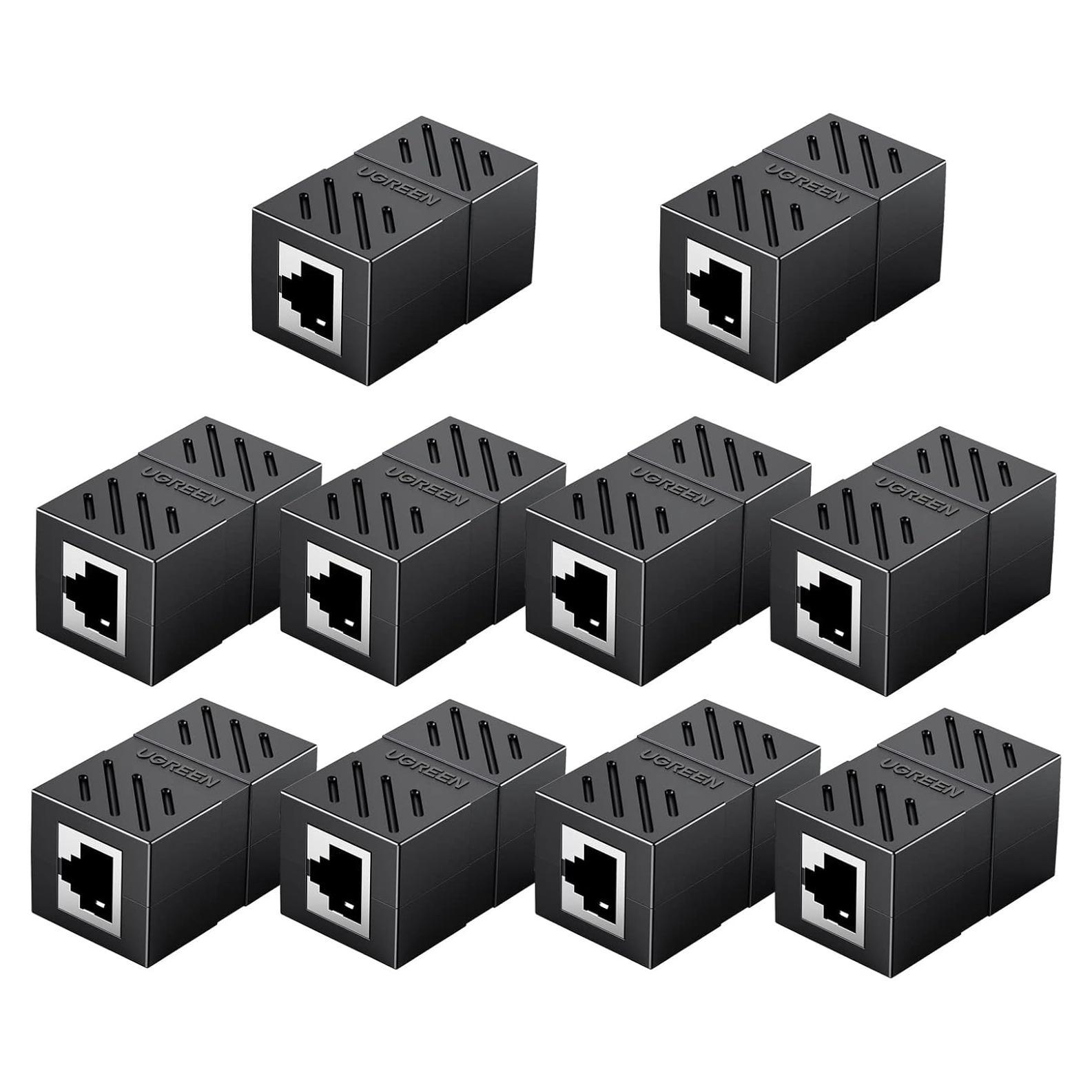 UGREEN Acoplador RJ45 Extensor Ethernet Femenino a Femenino - Paquete de 10 - Cat7/Cat6/Cat5e