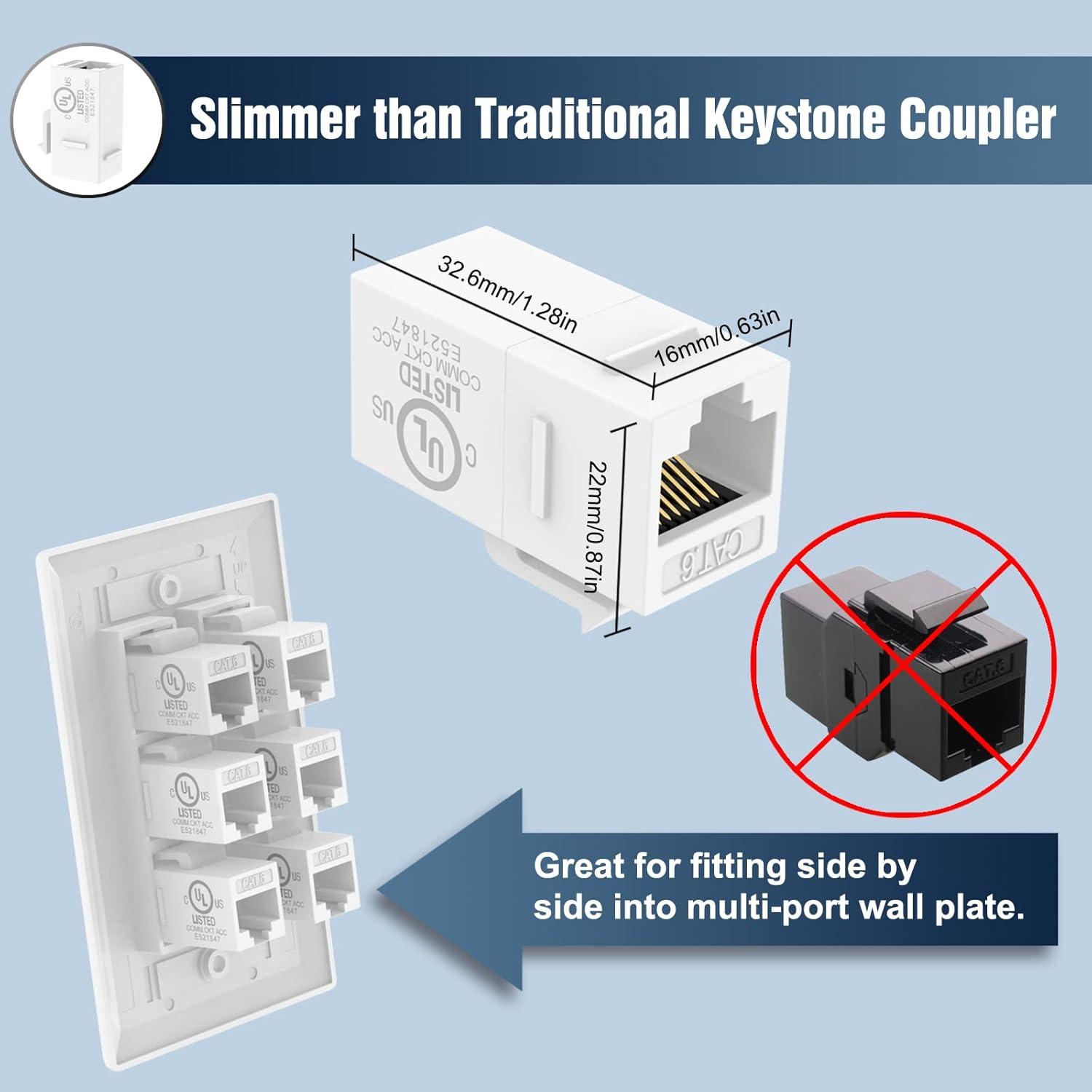 Acoplador Keystone RJ45 Femenino a Femenino VCE CAT6 - 25 Unidades