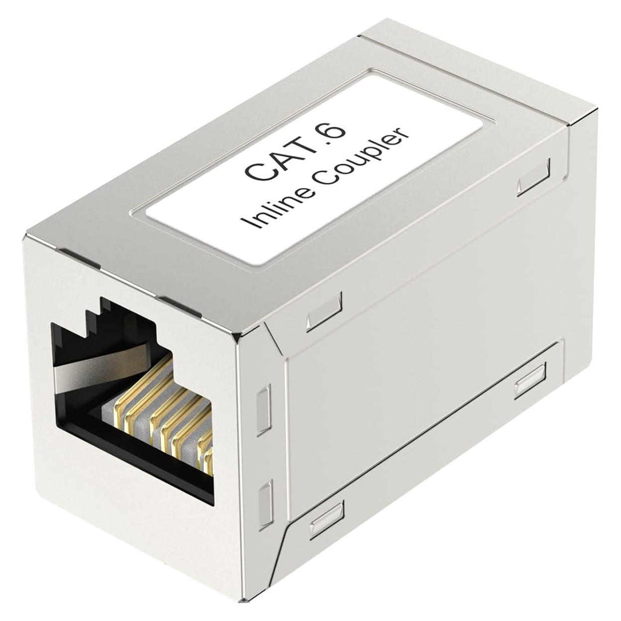 Acoplador Ethernet VCELINK RJ45 Hembra a Hembra CAT6 Plata