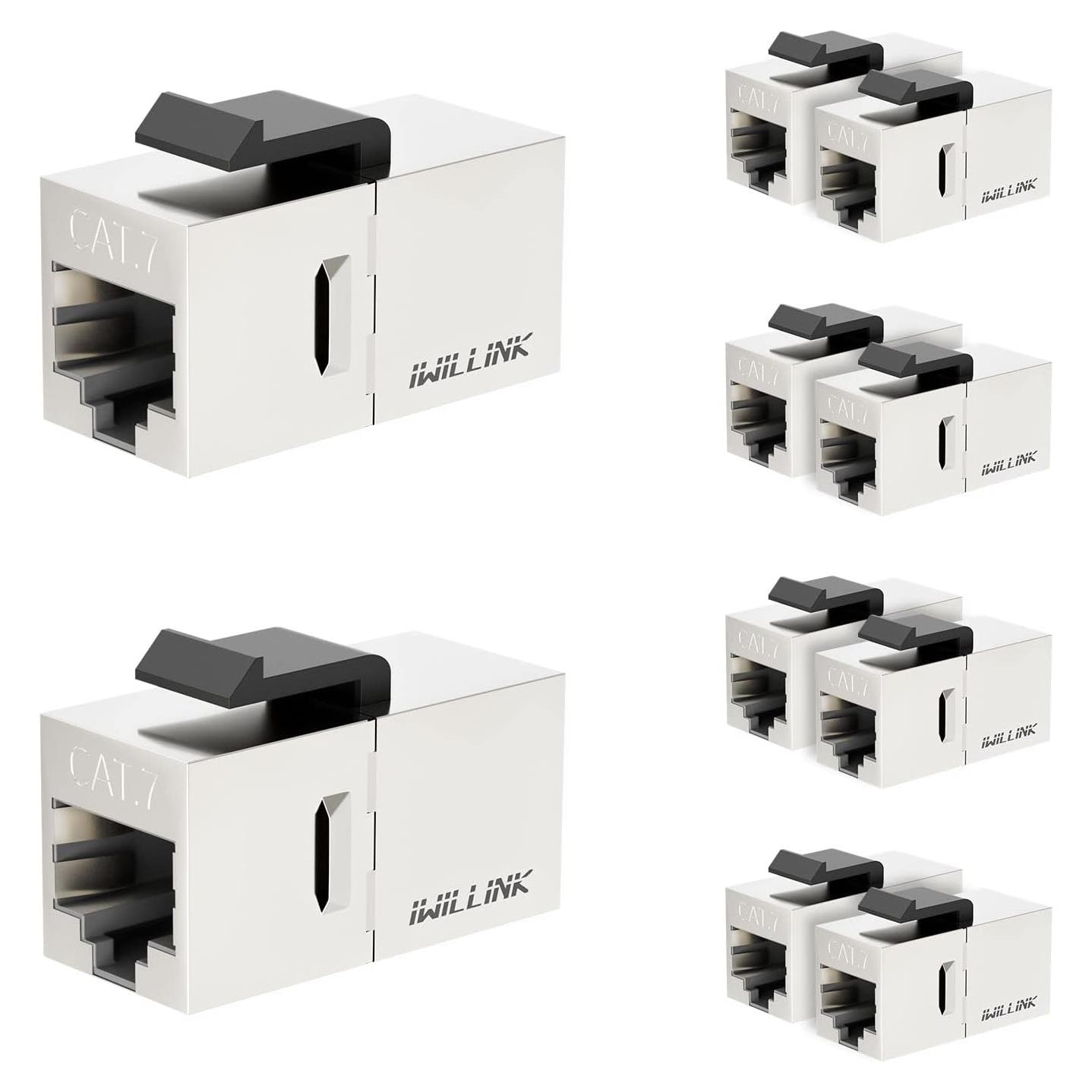 Acoplador Ethernet Iwillink Cat7 10Gbps RJ45 Femenino 10 Unidades