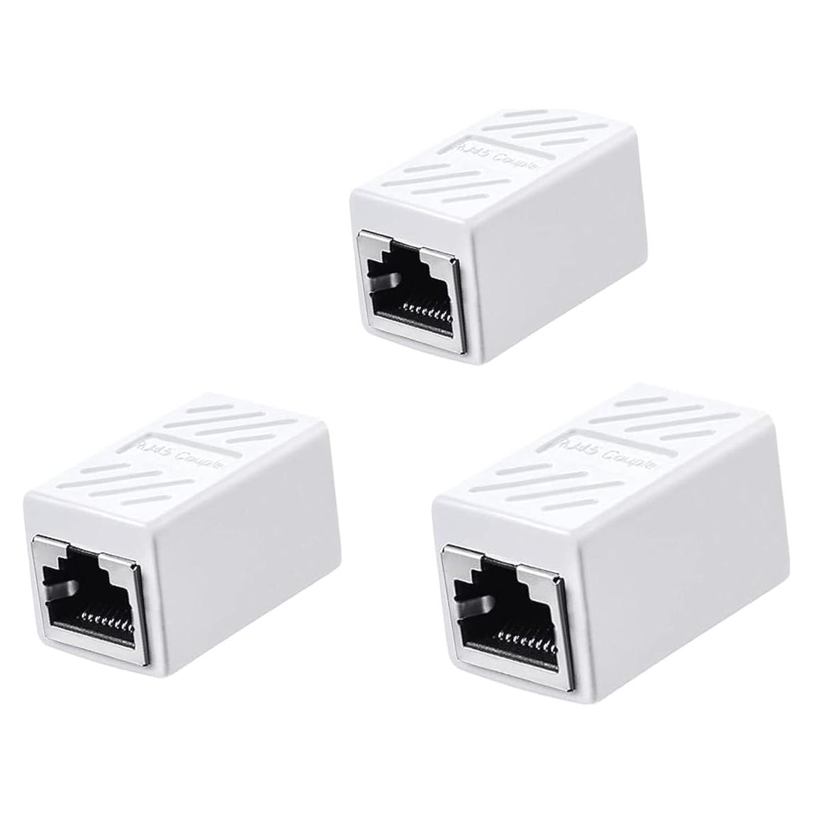 Acoplador Ethernet RJ45 Hembra a Hembra Blanco - Paquete de 3 Cat8/7/6/5e/5