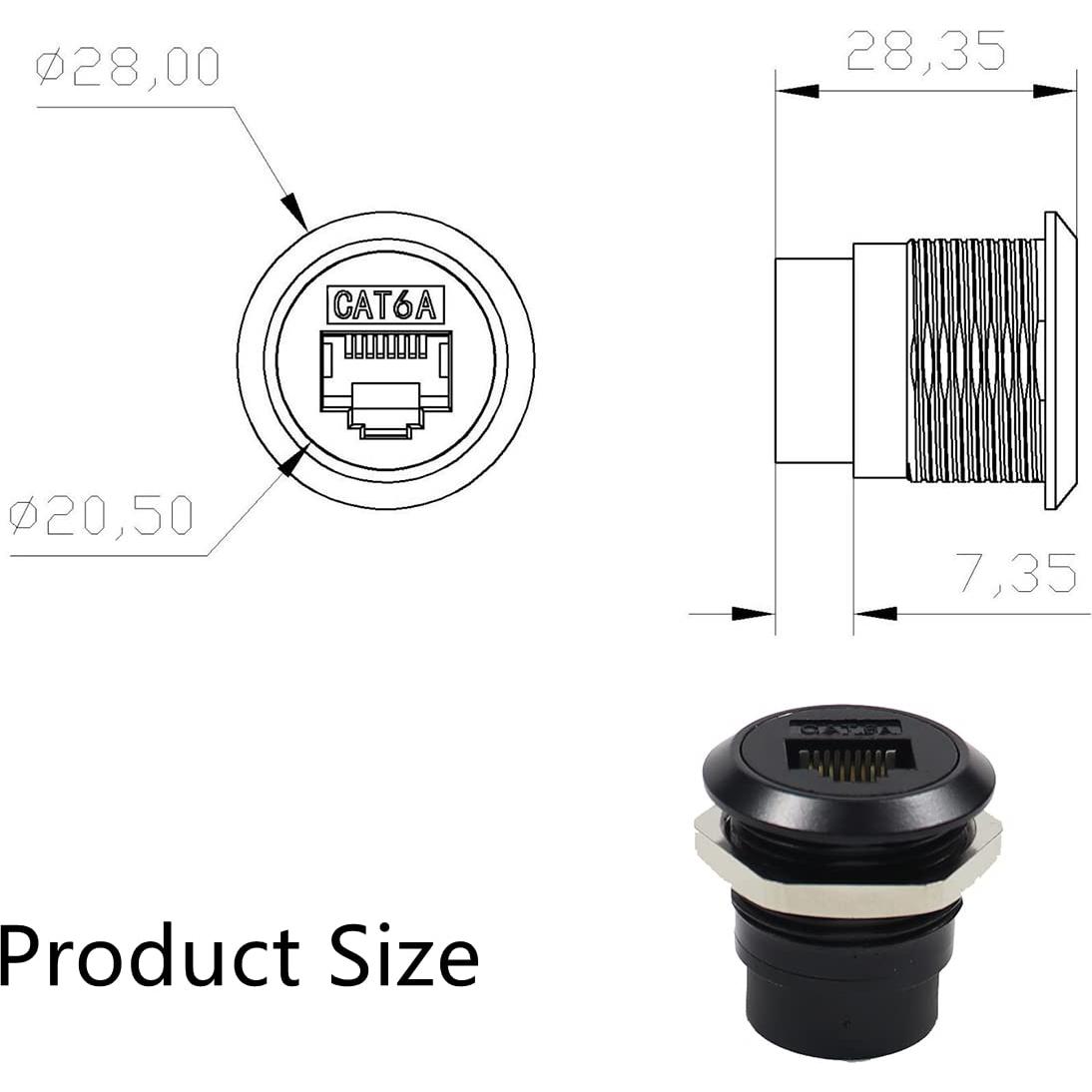 Acoplador RJ45 Hembra a Hembra CAT6A PENGLIN 2Pcs Blindado