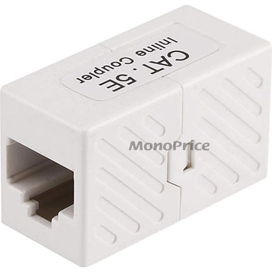 Acoplador Modular RJ45 Cat5e Monoprice Blanco - Macho a Macho