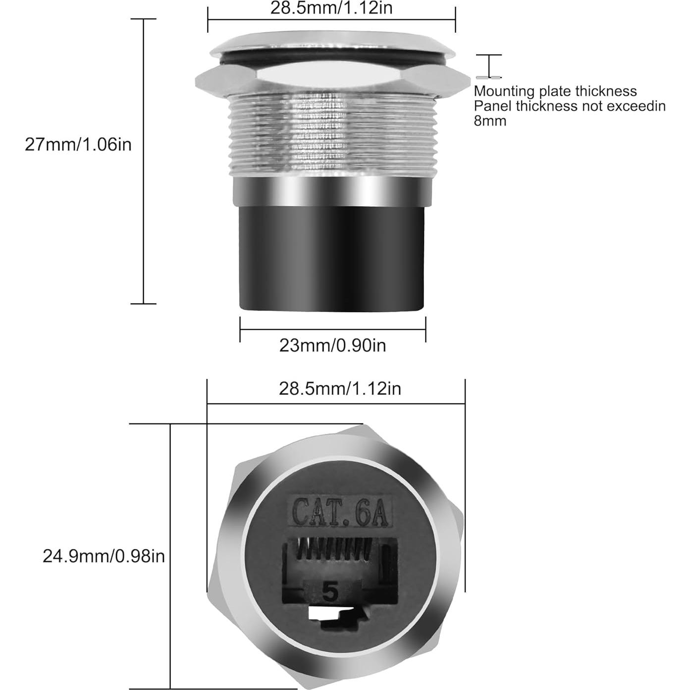 Adaptador RJ45 CAT6A Hembra a Hembra para Panel - Yingtuyou