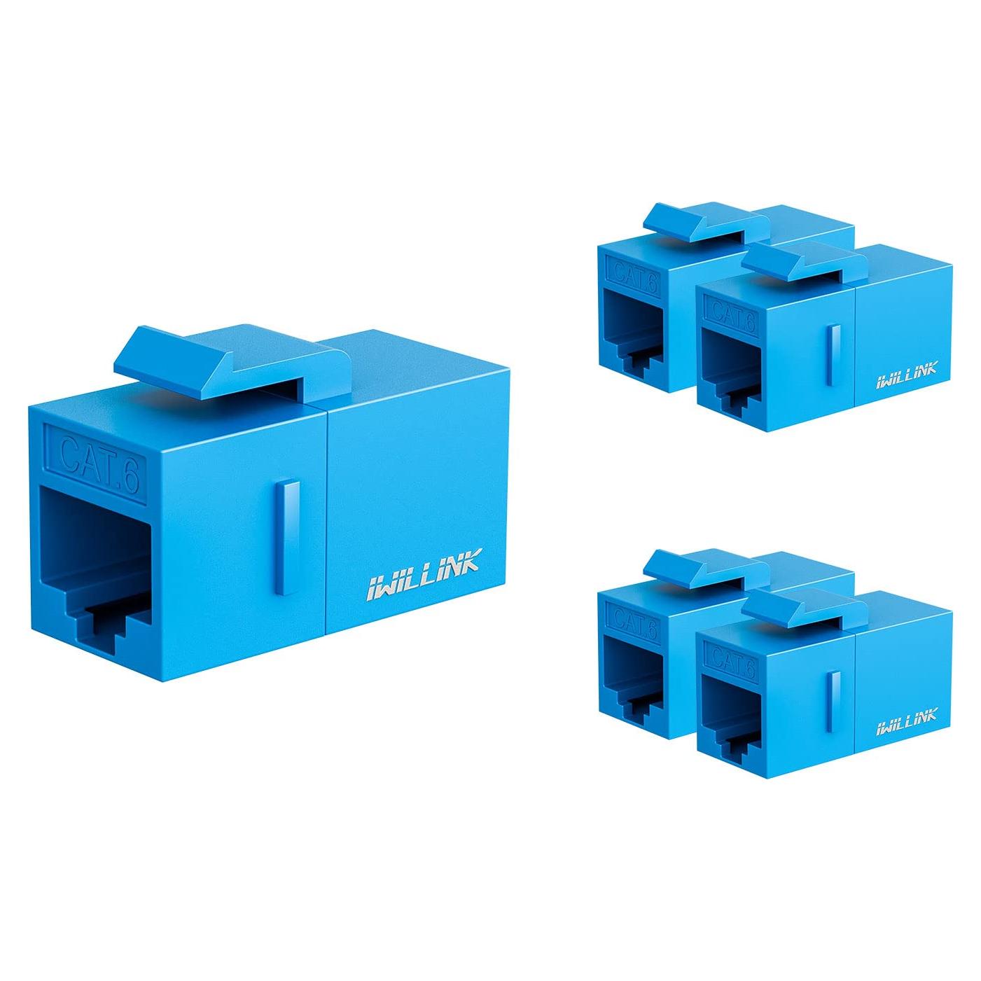 Conector Keystone Cat6 Hembra a Hembra Iwillink Azul - 5 Pack