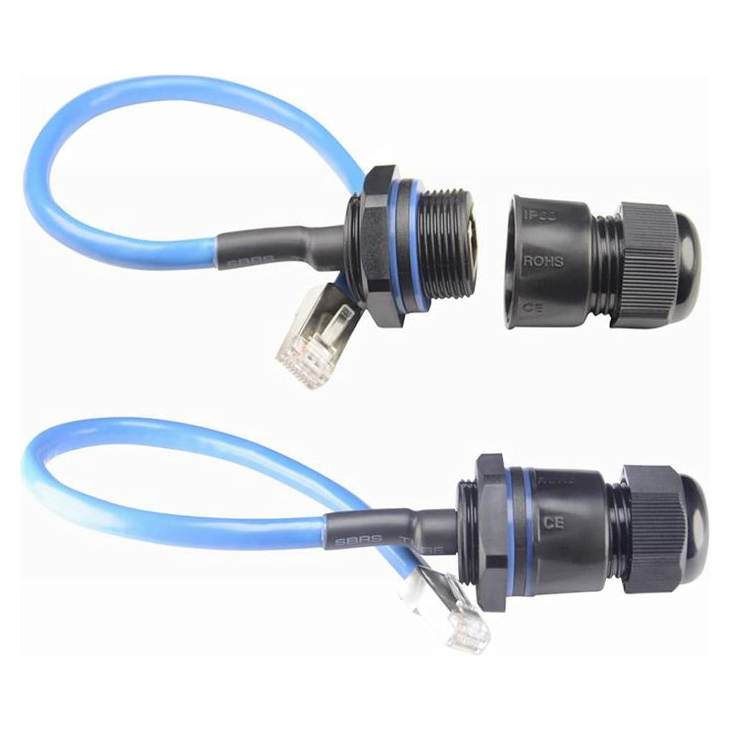 Conector RJ45 a Prueba de Agua M25 Cat6 2PCS Adaptador LAN