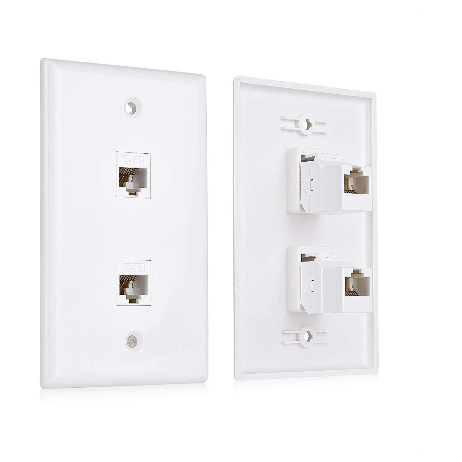 Placa de Pared Ethernet 2 Puertos Cable Matters RJ45 Cat6 Blanca