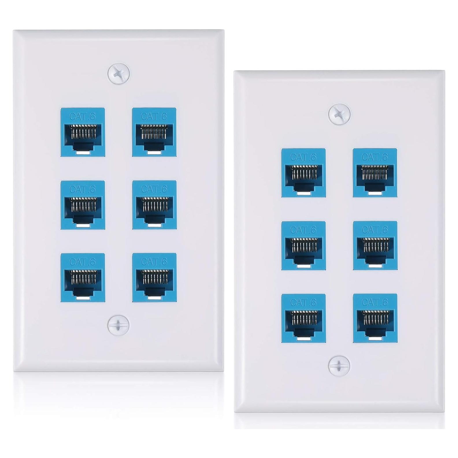 Placa de Pared Ethernet 6 Puertos Weewooday RJ45 Cat6