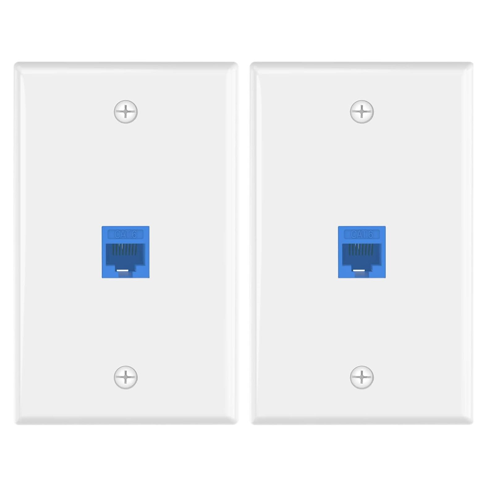 Placa de Pared Ethernet VCE 1 Puerto Cat6 Azul - Paquete de 2