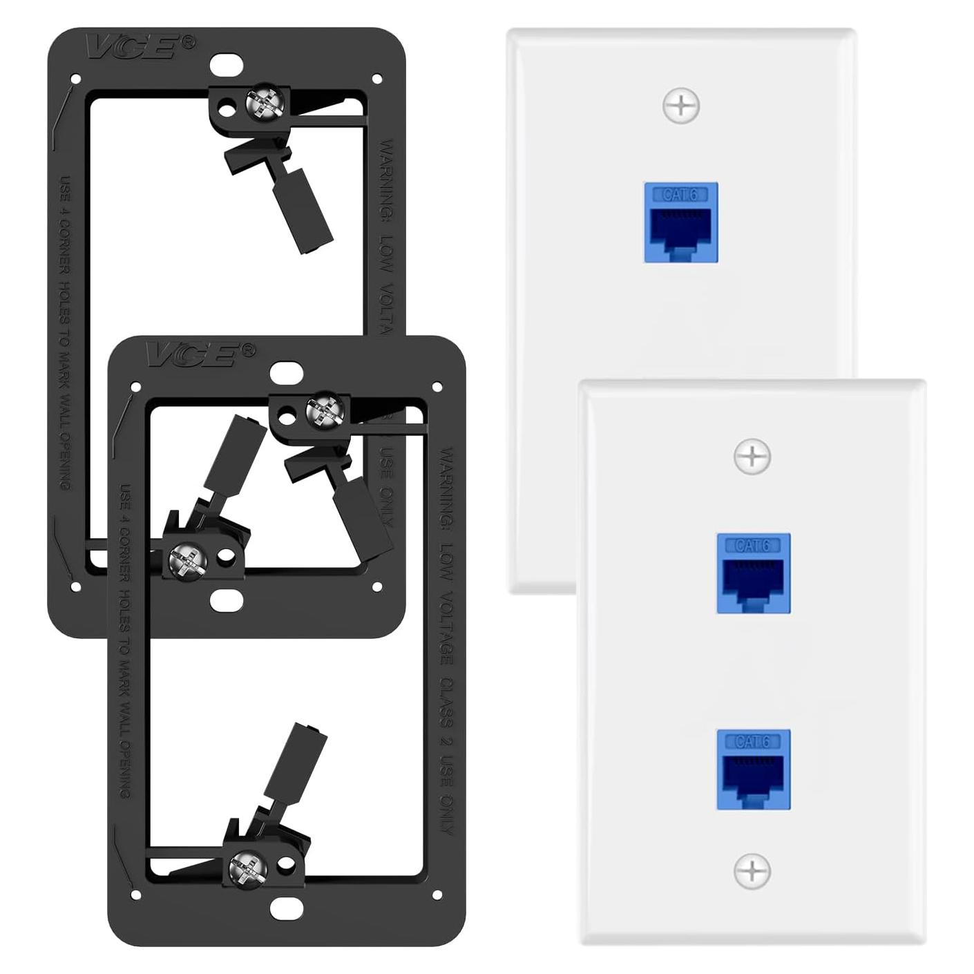 Placa de Pared Ethernet VCE 2 Puertos CAT6 RJ45 Azul