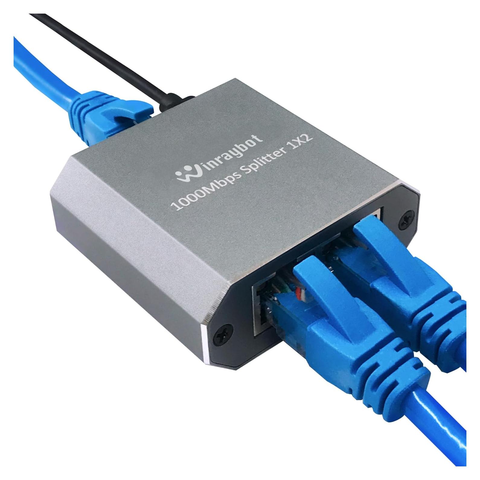 Divisor Ethernet 1 a 2 WinRaybot 1000Mbps USB Alimentado