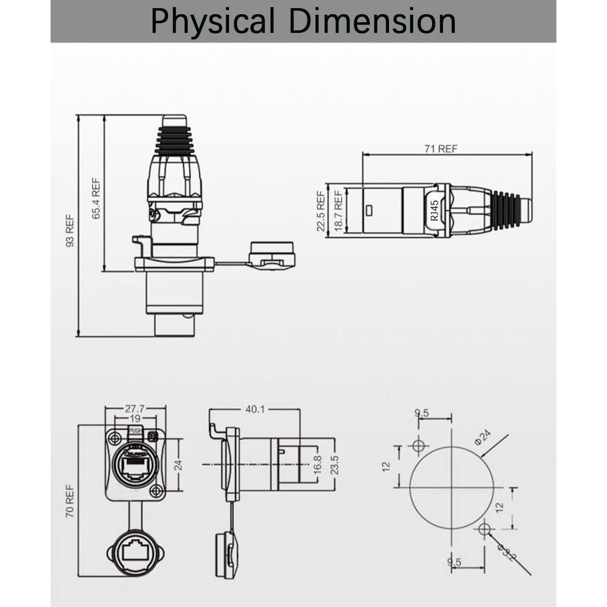 Conector RJ45 IP65 a Prueba de Agua Cat6 Anmbest 2 Unidades