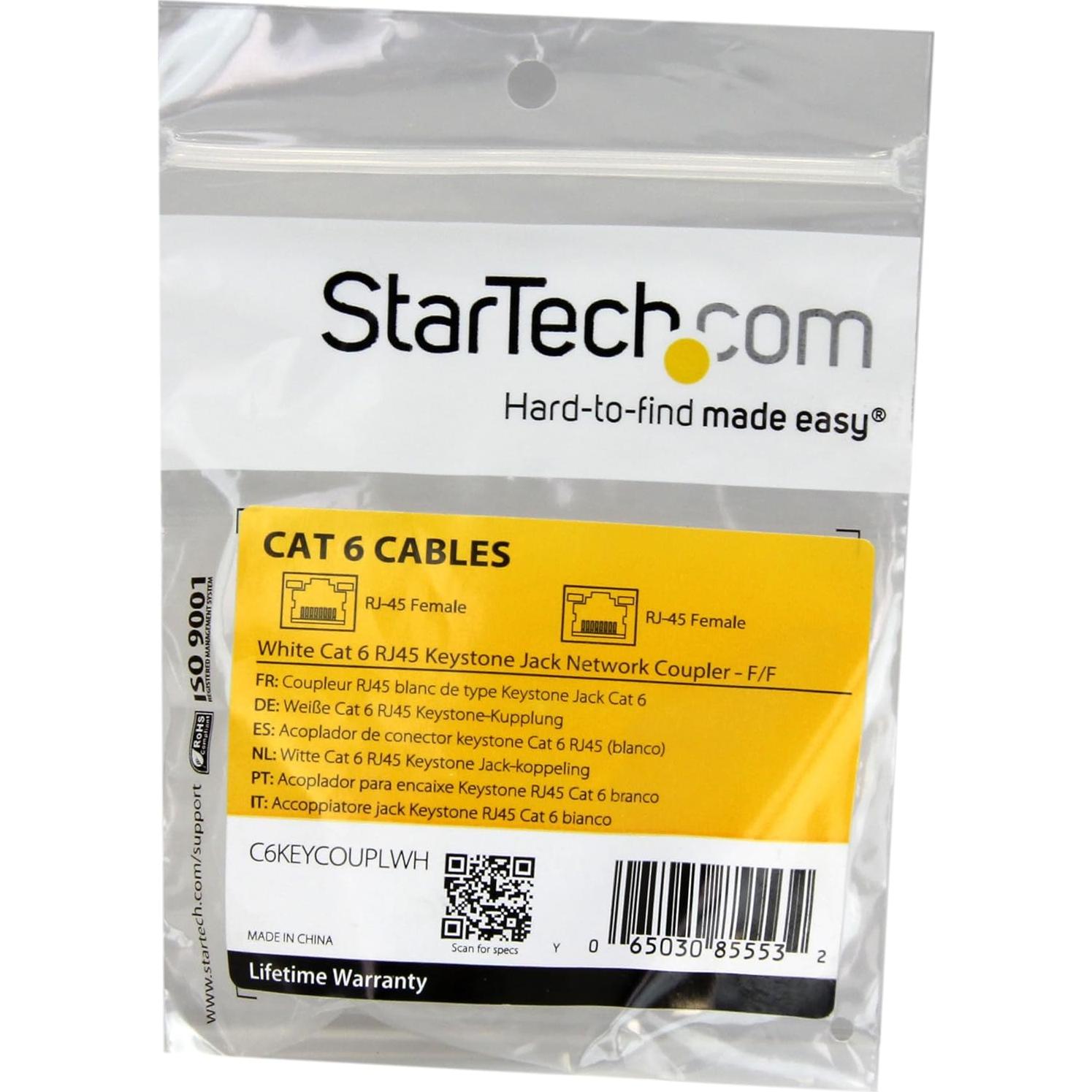 Acoplador de Red RJ45 Keystone Cat 6 Blanco StarTech